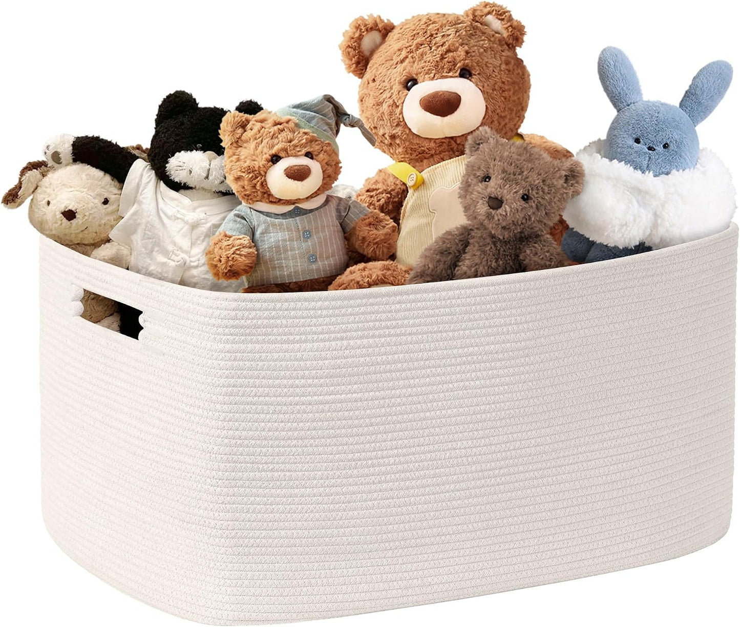 72L Large Woven Laundry Basket Hamper with Leather Handles,Brown