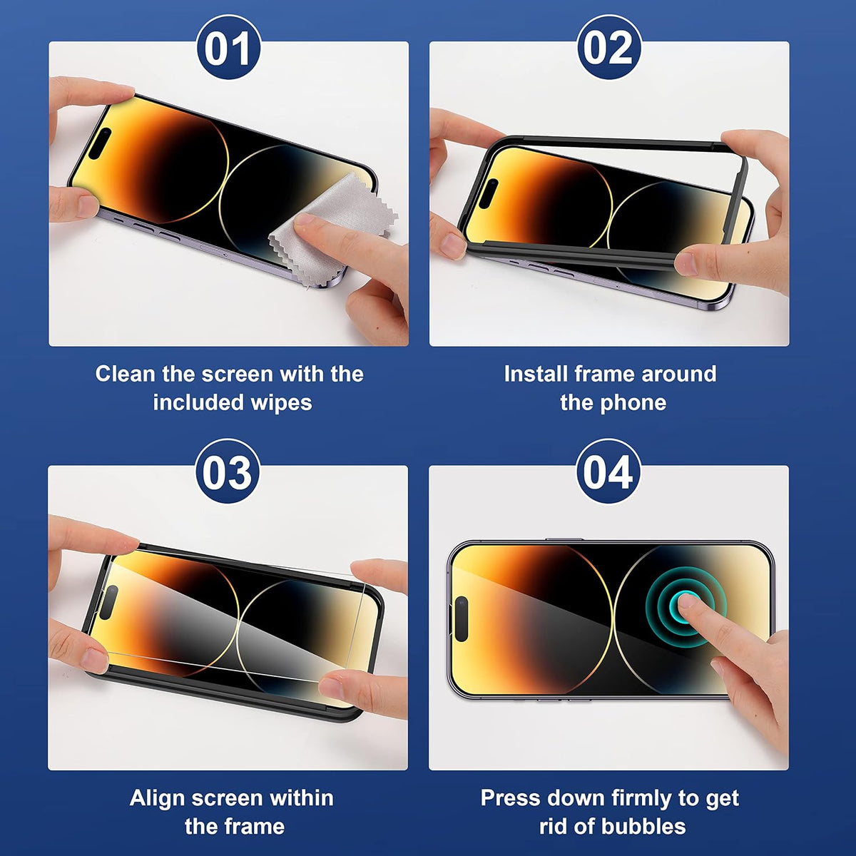 ImpactStrong 3-Pack Shatterproof Tempered Glass Screen Protector for iPhone 14 Pro Max [Easy Installation Frame] [Bubble Free] [9H Hardness] [Full Coverage] Case Friendly, 6.7 Inch