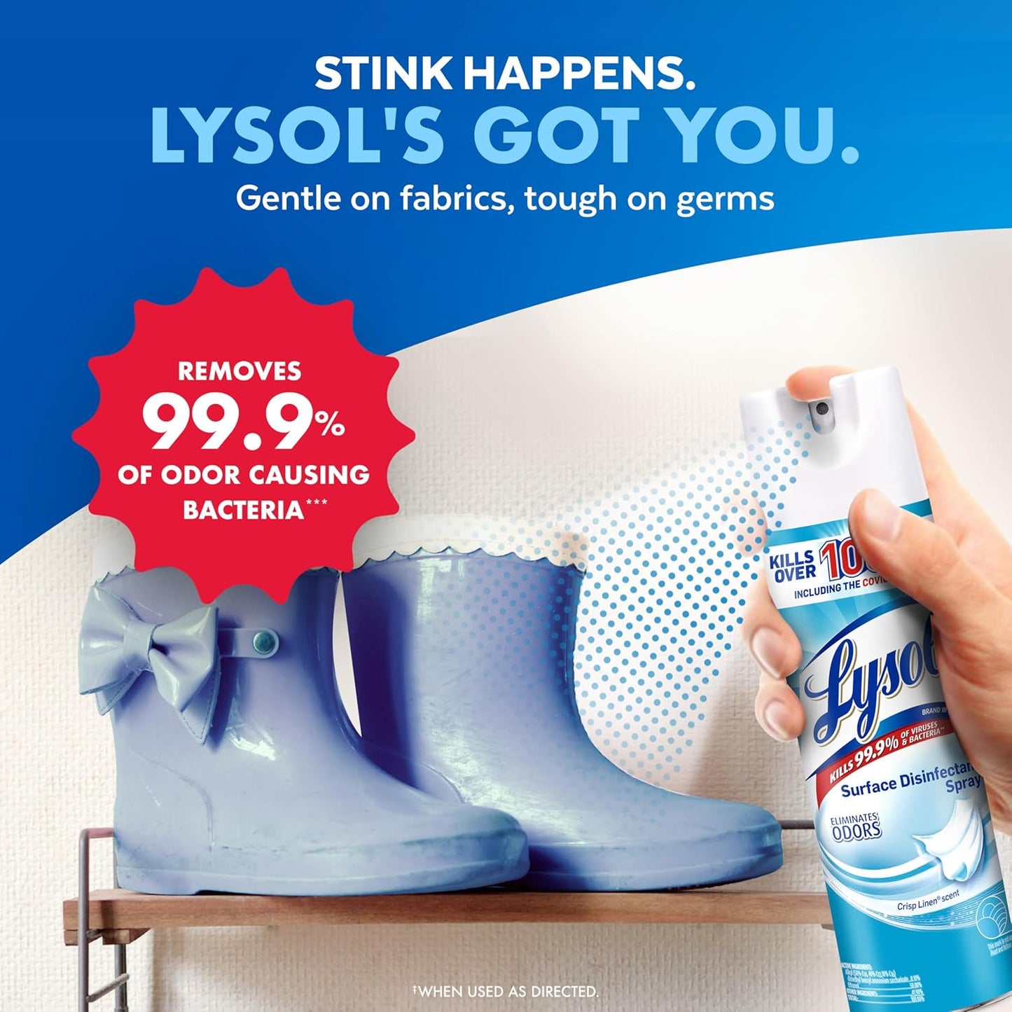 Lysol Disinfectant Spray, Household Cleaning Supplies, Disinfecting Multi-Purpose Room Spray, Antibacterial Sanitizer, Deodorizer, Kills Hantavirus, Crisp Linen, 19 Fl Oz (Pack of 2)