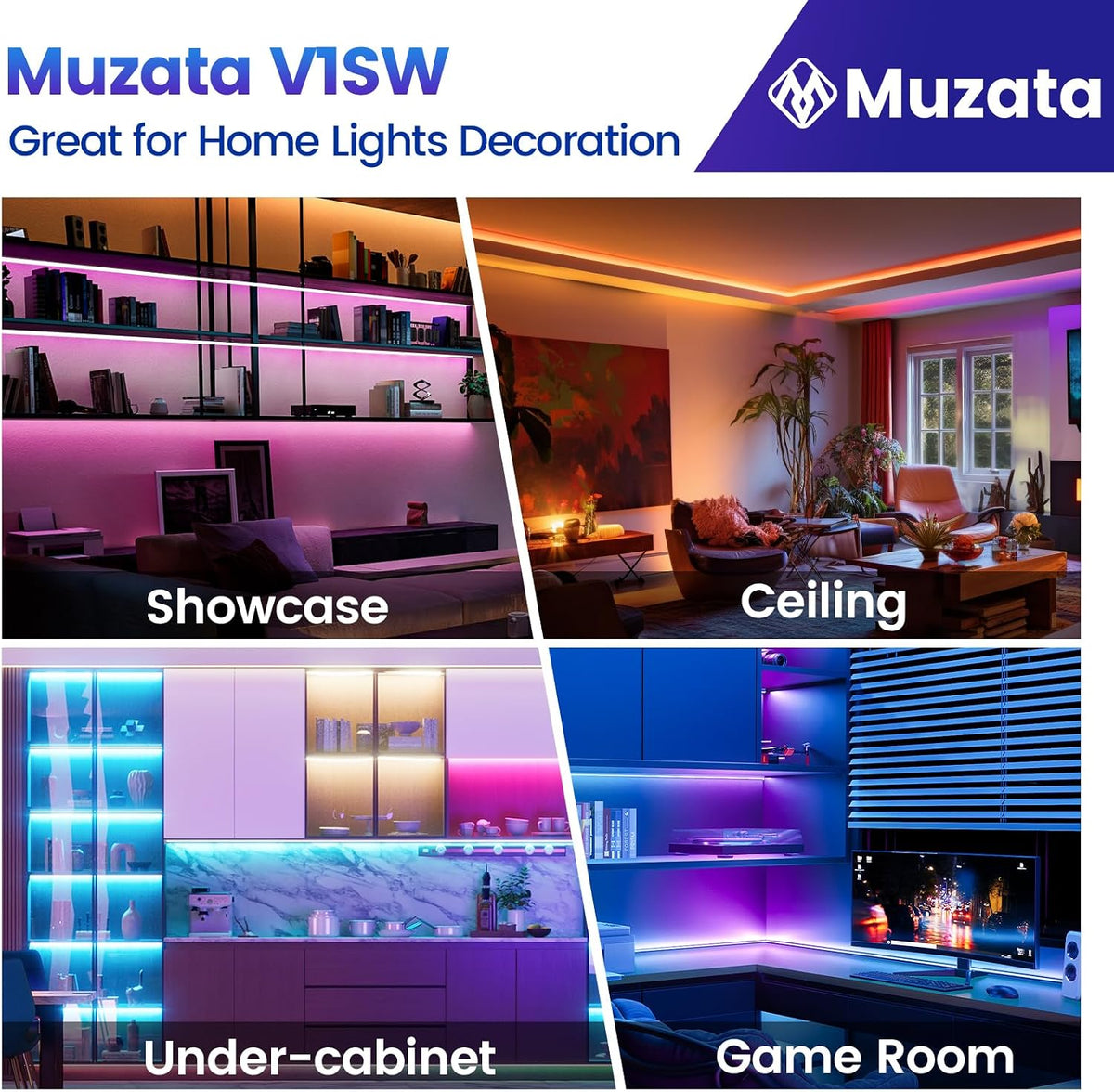 Muzata 20Pack 3.3FT Silver V-Shape Corner LED Channel Milky Cover V1SW WW