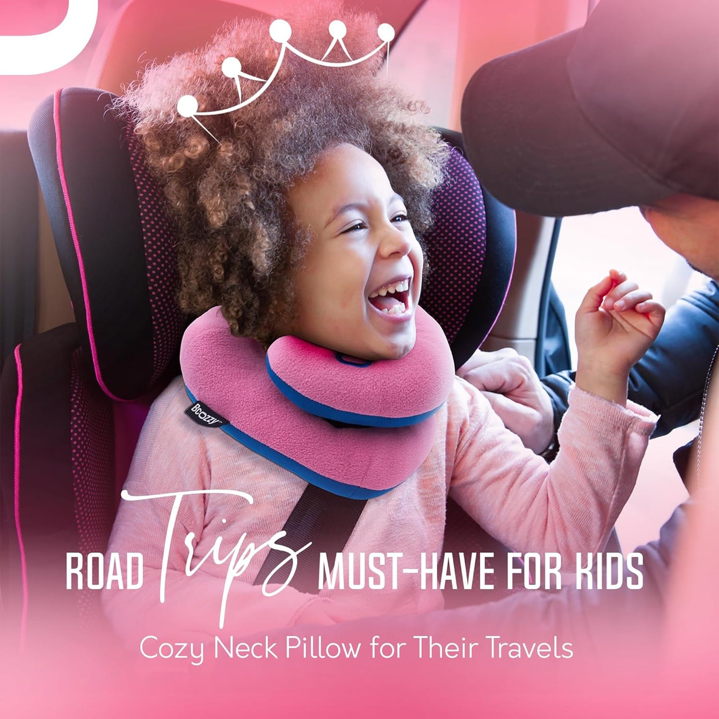 BCOZZY Kids Travel Neck Pillow (3-7 Y/O)- Patented Soft Toddler Pillow for Head & Chin Support in Car Seat, Airplane, and Road Trip Sleeping. Adjustable Size. Washable. Carry Bag. Small, Light Blue