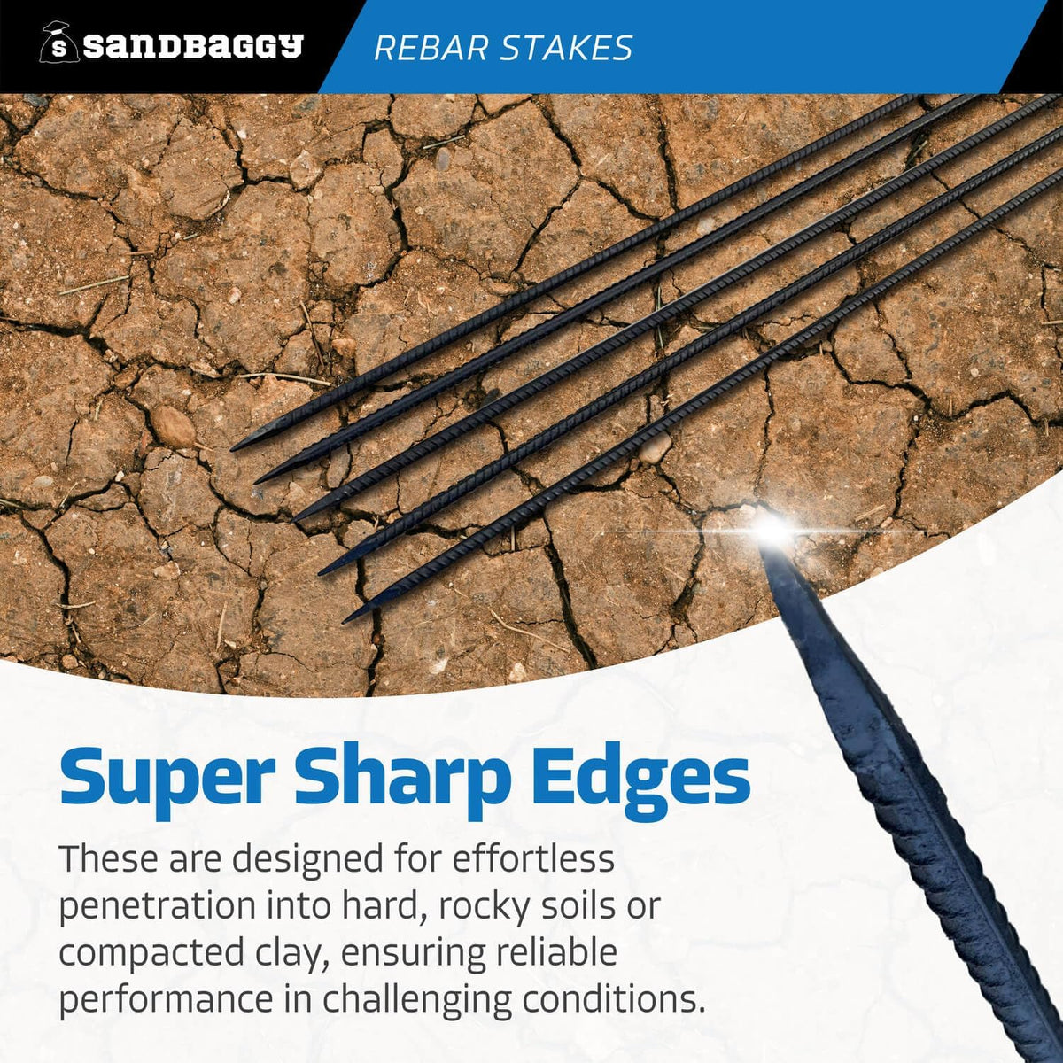 Sandbaggy 72" Steel Rebar Stakes with Nail Head - Garden Stakes (#4 Rebar - 1/2" Diameter) - l-Shape - Ground Stake, Pins, Landscaping Spikes, Construction (72-inch, 5, Count)