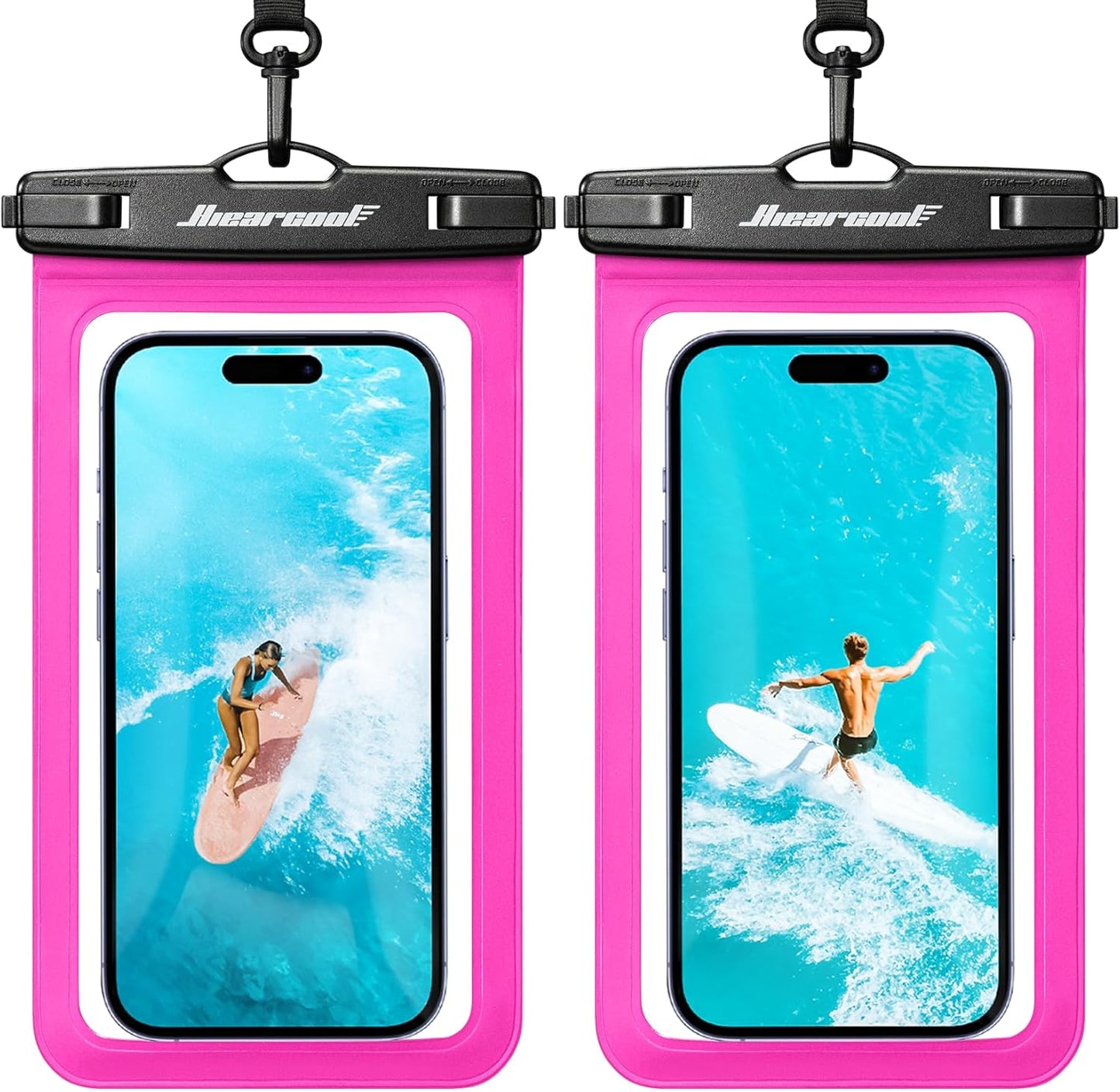 Hiearcool Waterproof Phone Pouch,Waterproof Phone Case for iPhone 17 16 15 14 13 Pro Max Plus up to 8.9",IPX8 Cellphone Dry Bag for Beach Cruise Travel-Bright Red-2Pack