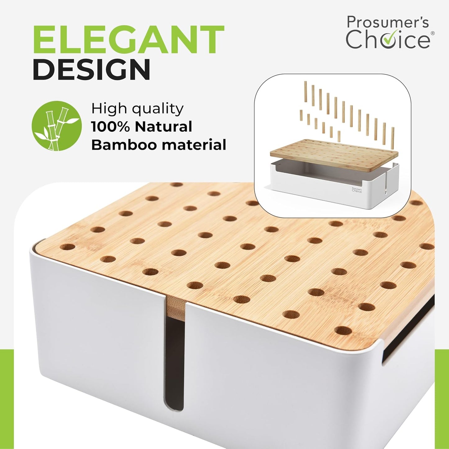 Prosumers Choice Bamboo Charging Station - Multi Charger Station Organizer - Desk Docking Station for Phones, Tablets, Laptop - Wooden Charging Station with Removable Dividers - Cables Not Included