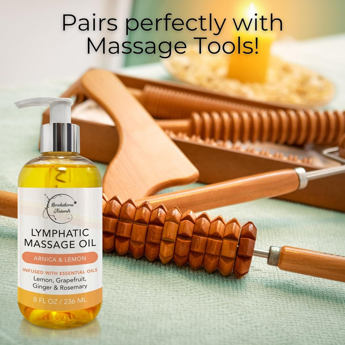 Lymphatic Massage Oil for Massage Therapy | with Arnica, Lemon & Ginger