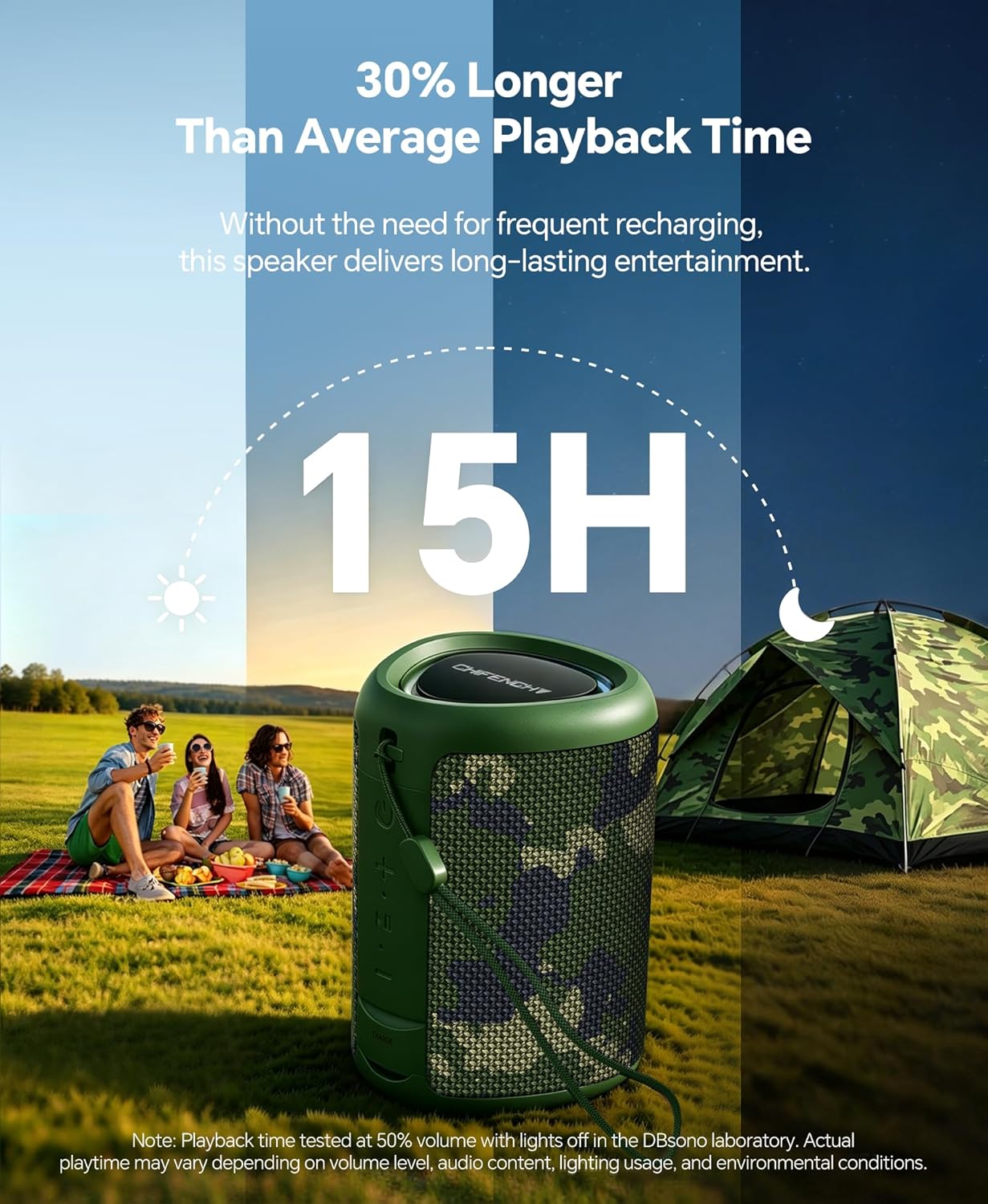 Portable Bluetooth Speaker Beach Essentials: Powerful Crystal Clear Sound/Dynamic Light/IPX5 Waterproof/All Day Playtime/Wireless BT 5.3/TWS Paring, Dad Gifts, Outdoor|Travel|Camping|Pool Accessories