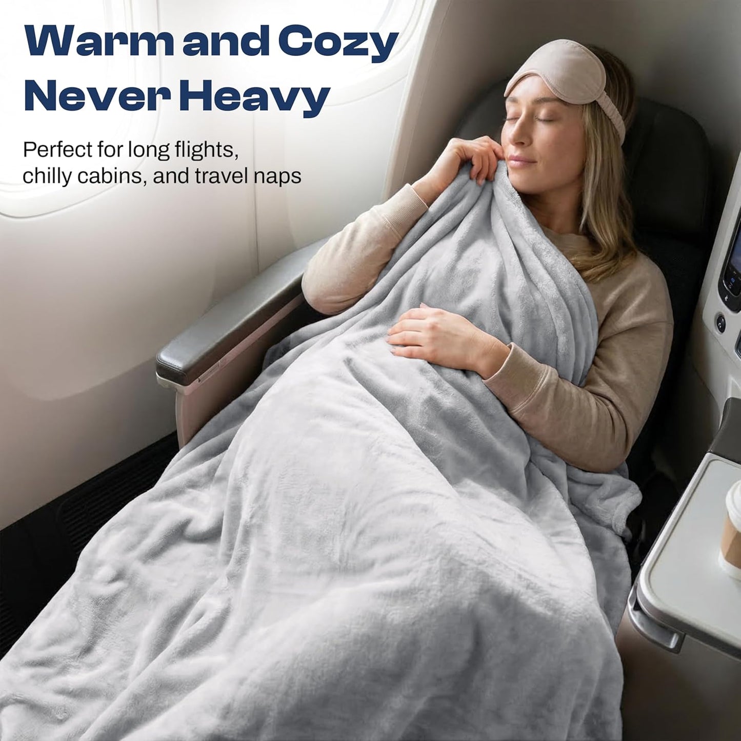 EverSnug Travel Blanket and Pillow - Ultra-Soft, Compact & Lightweight, 65x40 Inches, with Carry Case, Luggage Sleeve & Backpack Clip for Airplane Comfort (Light Grey)