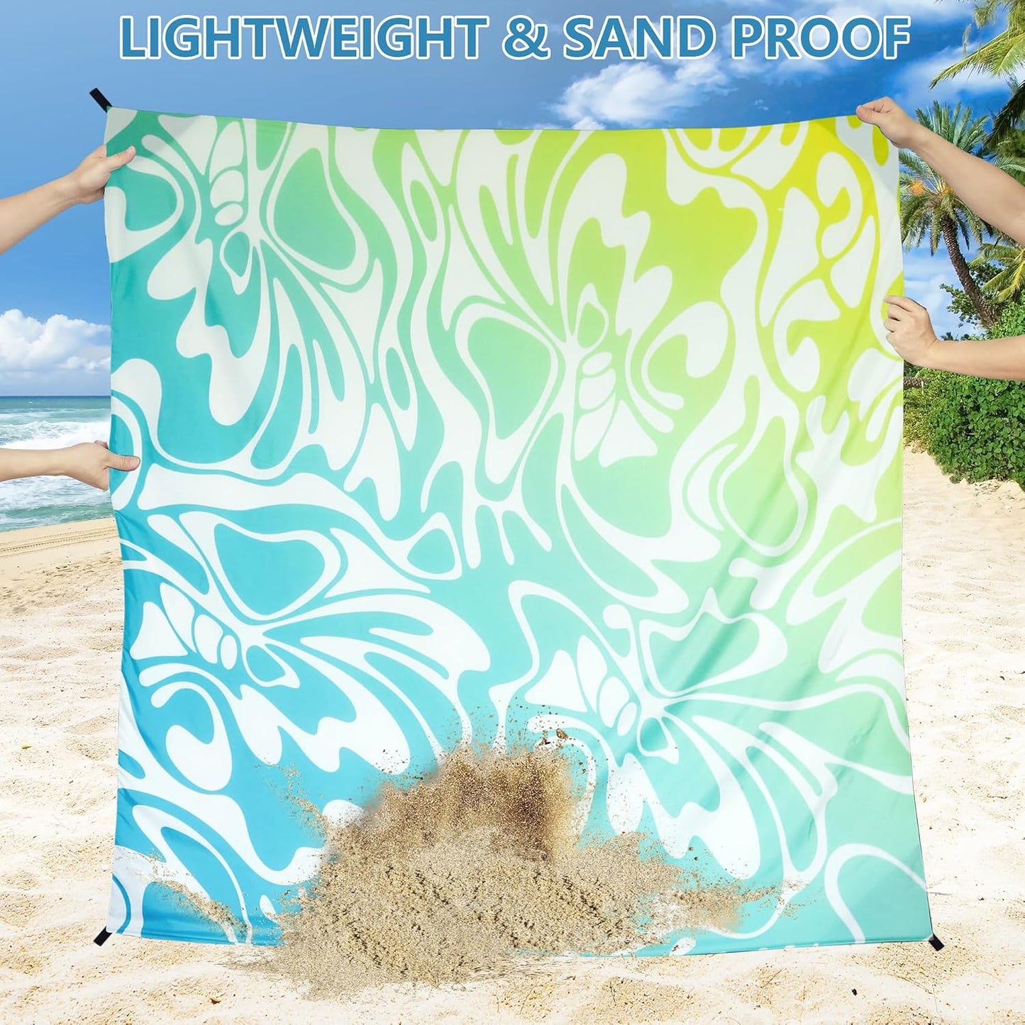 WIWIGO Beach Blanket Waterproof Sandproof Beach Mat 79" X 83"/10'x9'for 2-8 Adults Quick Drying Outdoor Picnic Mat Beach Accessories for Travel, Camping, Hiking