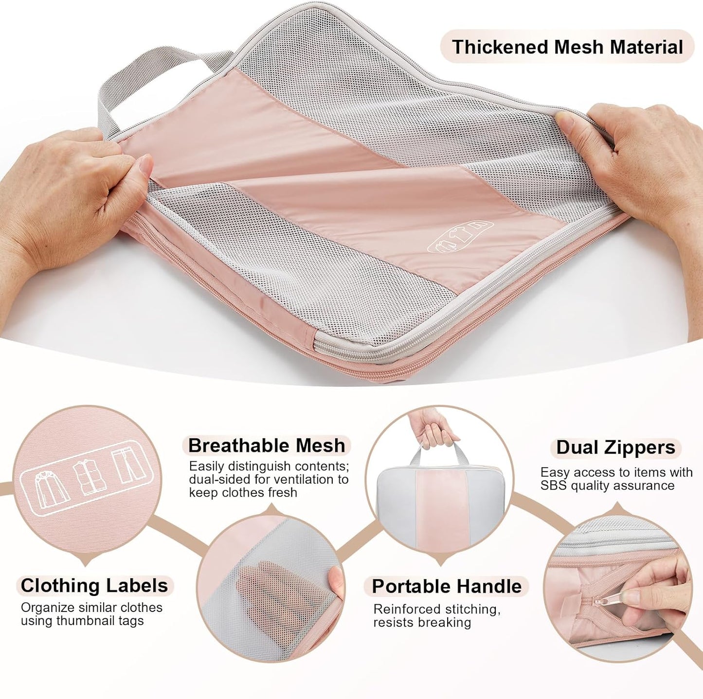 10 Set Compression Packing Cubes for Travel Gifts Mom Women,OlarHike Luggage Clothes Garment Bags for Travelers,Airplane/Cruise/Car Travel Essentials,Compressible Expandable Saver Space Bags(Beige)