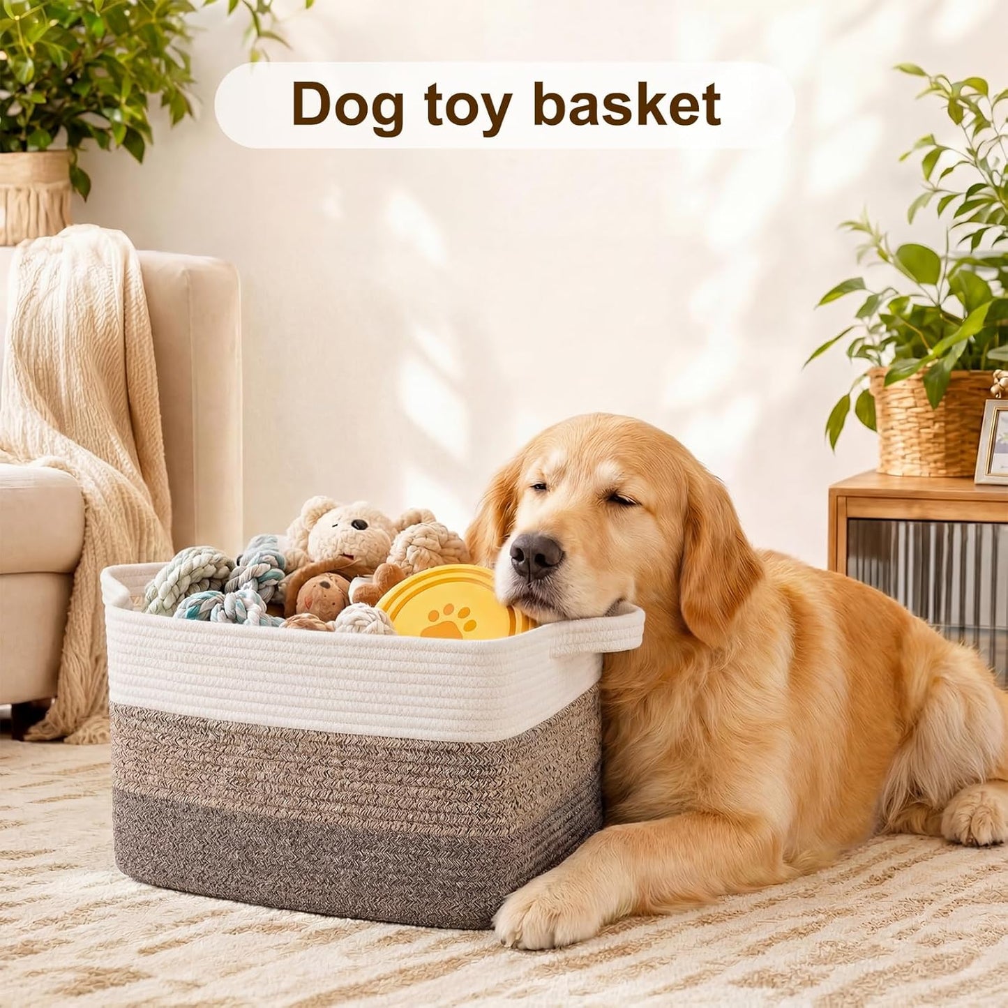 OIAHOMY Storage Basket, Woven Baskets for Storage, Cotton Rope Basket for toys,Towel Baskets for Bathroom - Pack of 3, Gradient Dark Brown