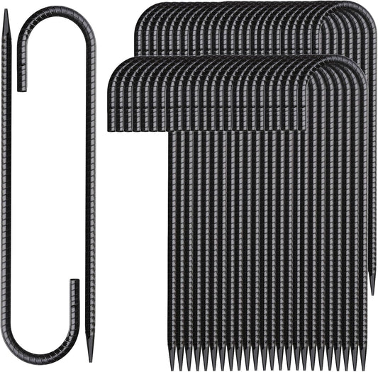 12 Inch Rebar Stakes 50 Pack J Hook Ground Stakes Heavy Duty Chain Link Fence Stakes Galvanized Anchors Metal Tent Stakes for Wire Fencing Concrete Forming Trampolines Camping Canopies Shed Swing