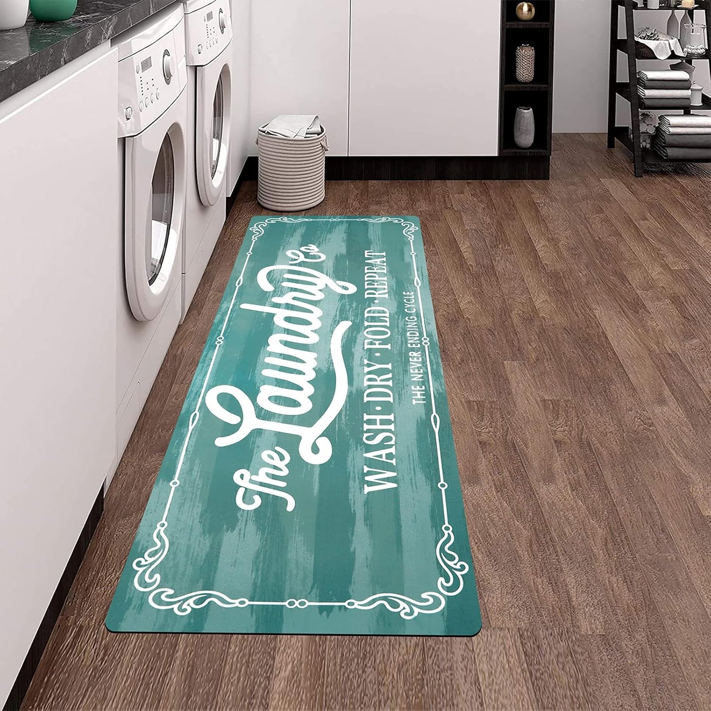 Pauwer Laundry Room Rug Runner 20"x48" Waterproof Rubber Laundry Mat Non Slip Kitchen Mats for Floor Washable Floor Mat Runner Rug for Farmhouse Mudroom Washroom Bathroom Decor