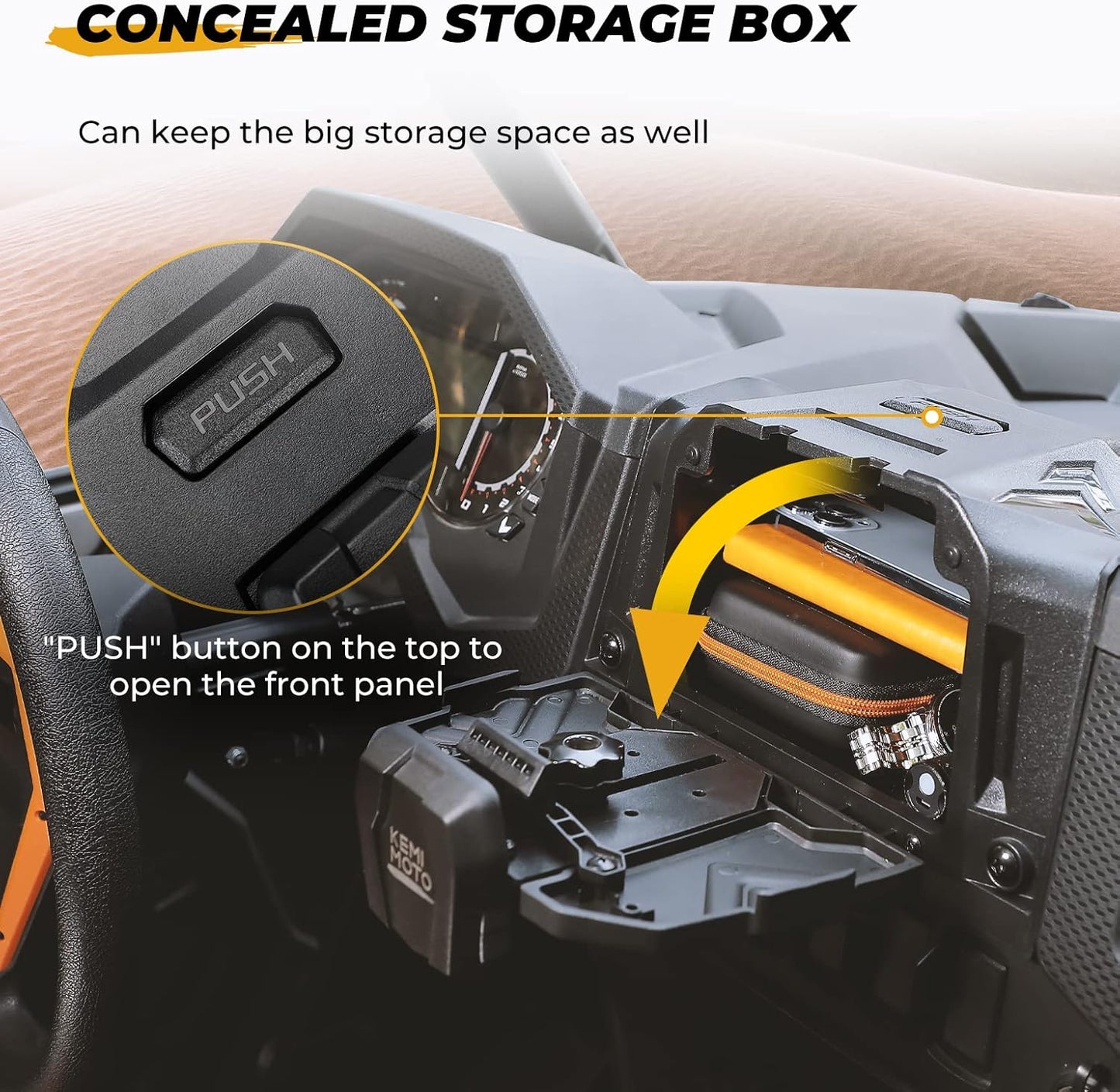 KEMIMOTO Electric Device GPS Mount Storage Box Compatible with 2019-2023 Polaris RZR XP 1000 XP Turbo Accessories RZR Tablet Mount Phone Bracket Extra Space Adjustable Navigation Tablet Holder