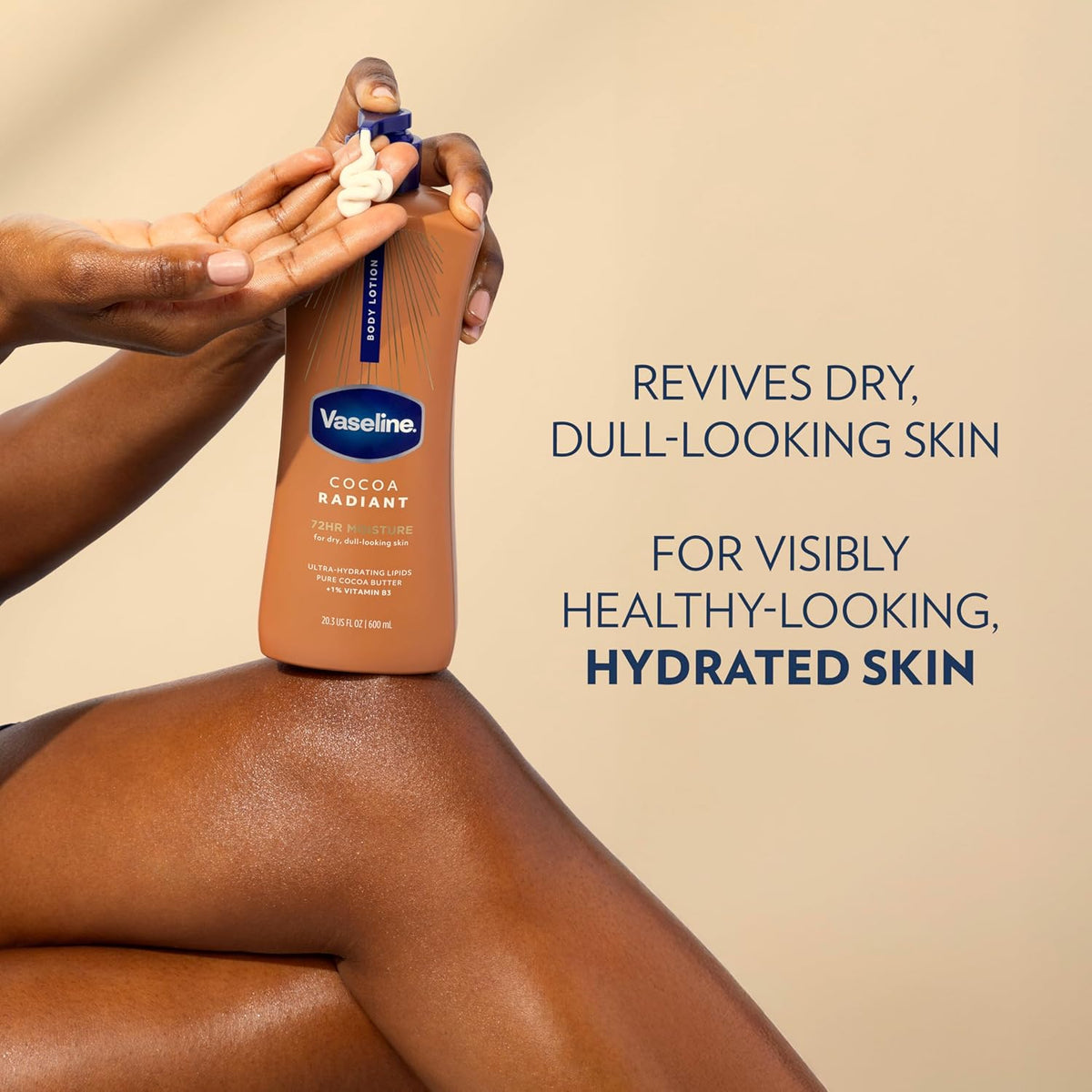 Vaseline Intensive Care Body Lotion Cocoa Radiant 3 count for Dry Skin Lotion Made with Ultra-Hydrating Lipids and Pure Cocoa Butter for a Long-Lasting, Radiant Glow 20.3 Oz