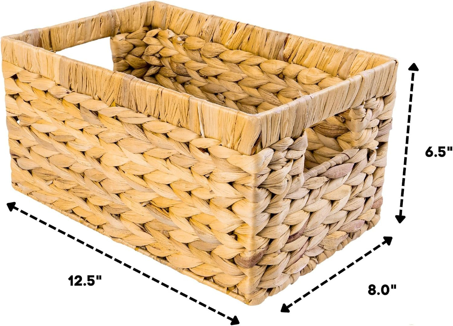 M4DECOR Set of 6 Rectangular Wicker Storage Baskets for Shelves
