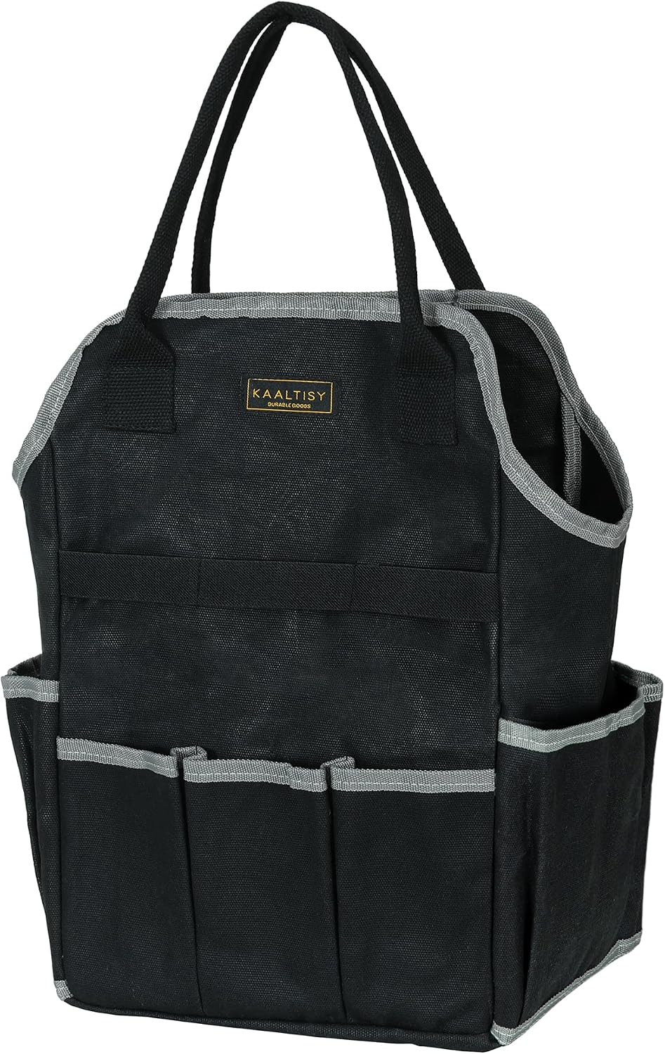 Tool Bag, Heavy Duty 16oz Waxed Canvas Garden Tool Tote - with 3 Inner Slots & 8 Outer Pockets, Multi-Purpose Gardening Tool Storage Bag for Gardener Florist Workshop - Army Green