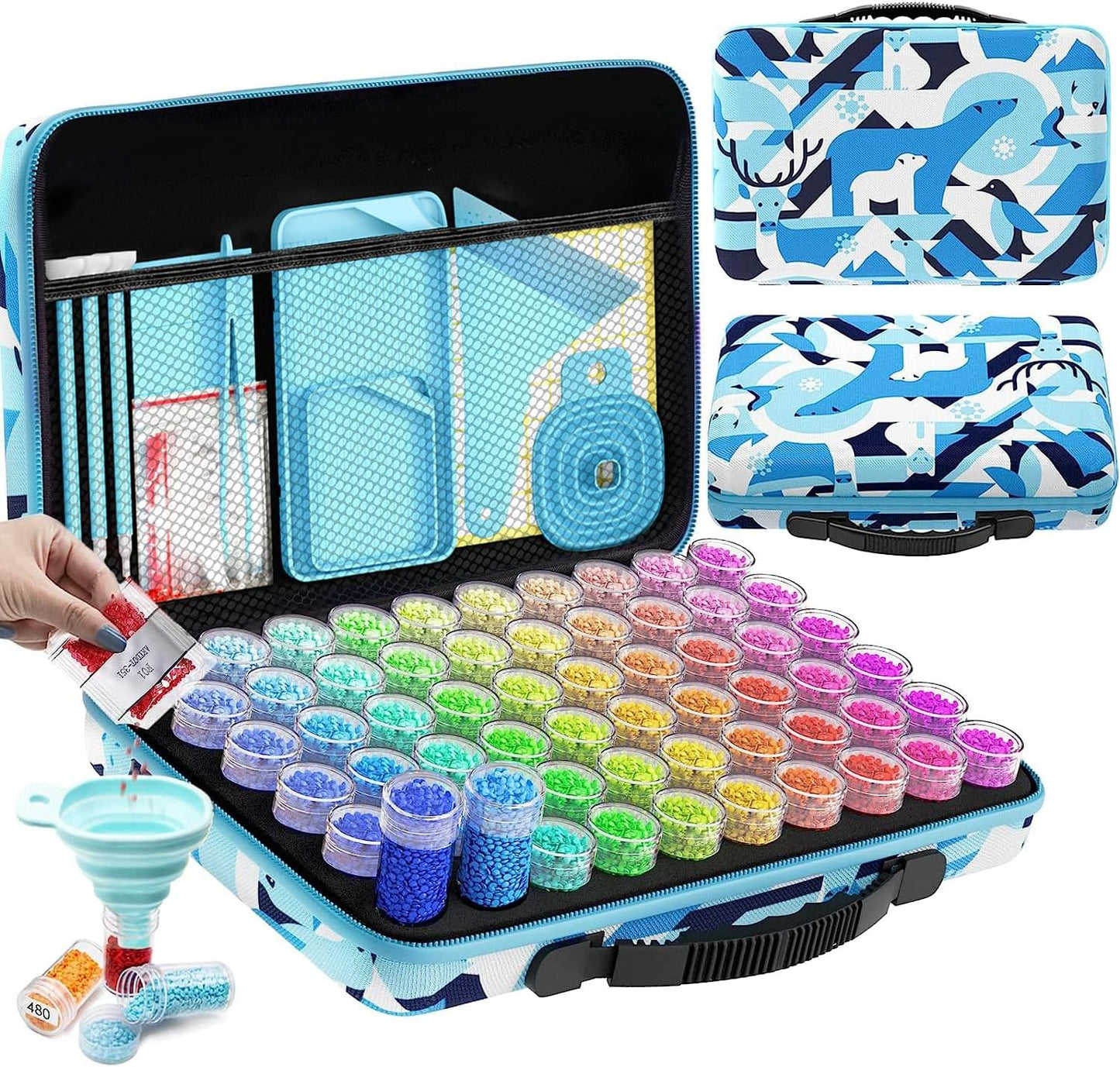 ARTDOT 60 Slots Storage Container for Diamond Art Kits for Adults, Portable Bead Storage Boxes for Diamond Painting Accessories and Tools