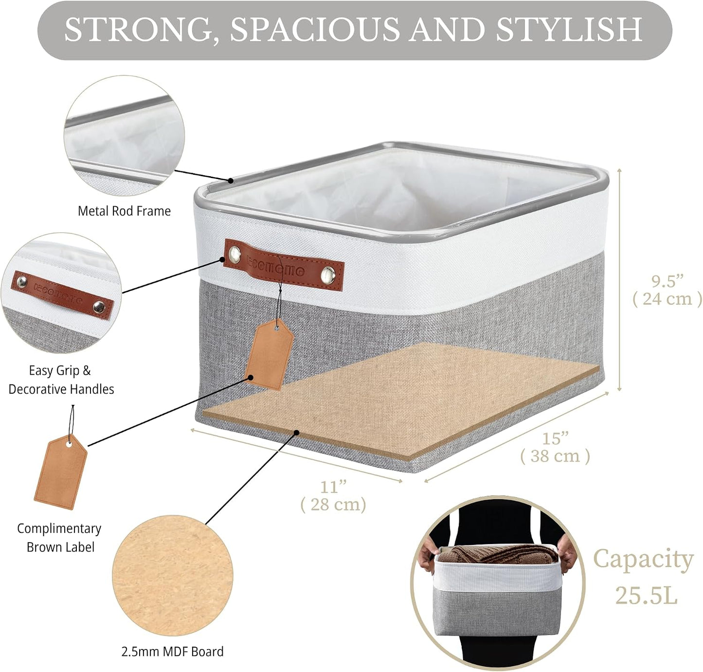 DECOMOMO Storage Bins, Large Fabric Storage Baskets for Shelves 3 Pack
