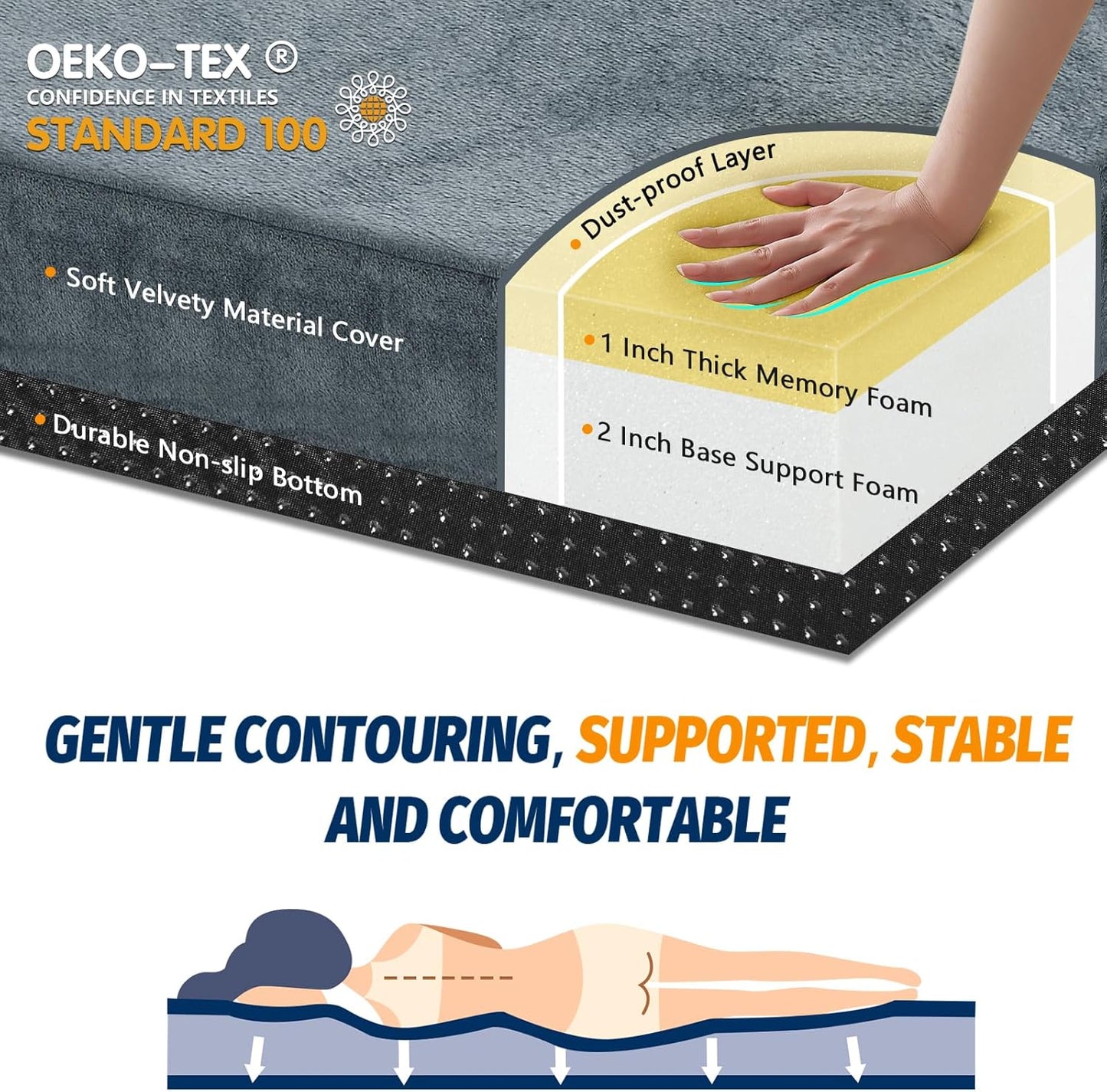 CYMULA Memory Foam Camping Mattress Pad, CertiPUR-US Sleeping Mat, Portable Roll Up Mattress for Adults, Camping Bed Pads for Sleepover, Car Bed with Travel Bag
