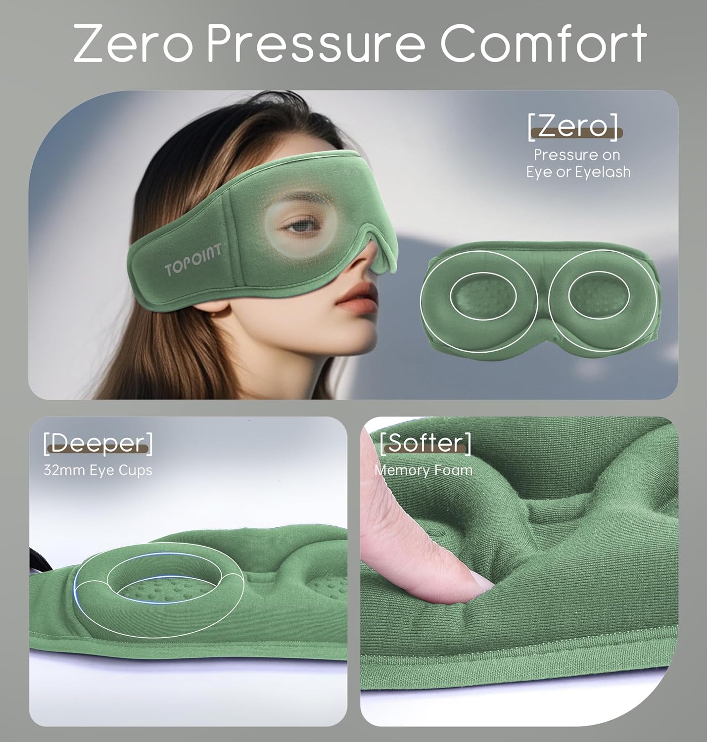 Sleep Mask with Headphones Bluetooth 5.4, TOPOINT 3D Eye Mask Blackout with Soft Bamboo Cotton for Side Sleepers Women Men, Sleep Headphones Earphones HD Speaker Microphone for Travel Meditation Gift
