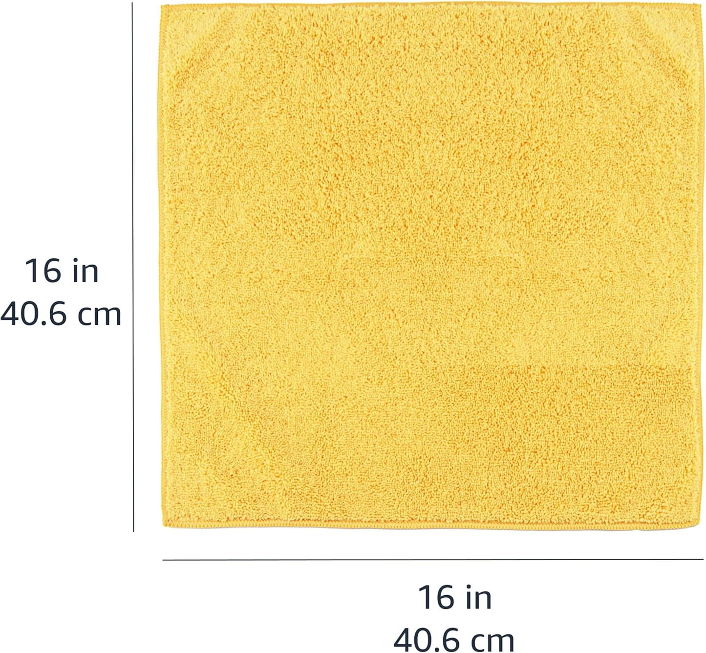 Amazon Basics Microfiber Car Drying Towels, Highly Absorbent, Lint Free, Scratch Free, Ultra-Soft, Car Detailing, Buffing and Polishing, 16" x 16", Yellow, 12-Pack