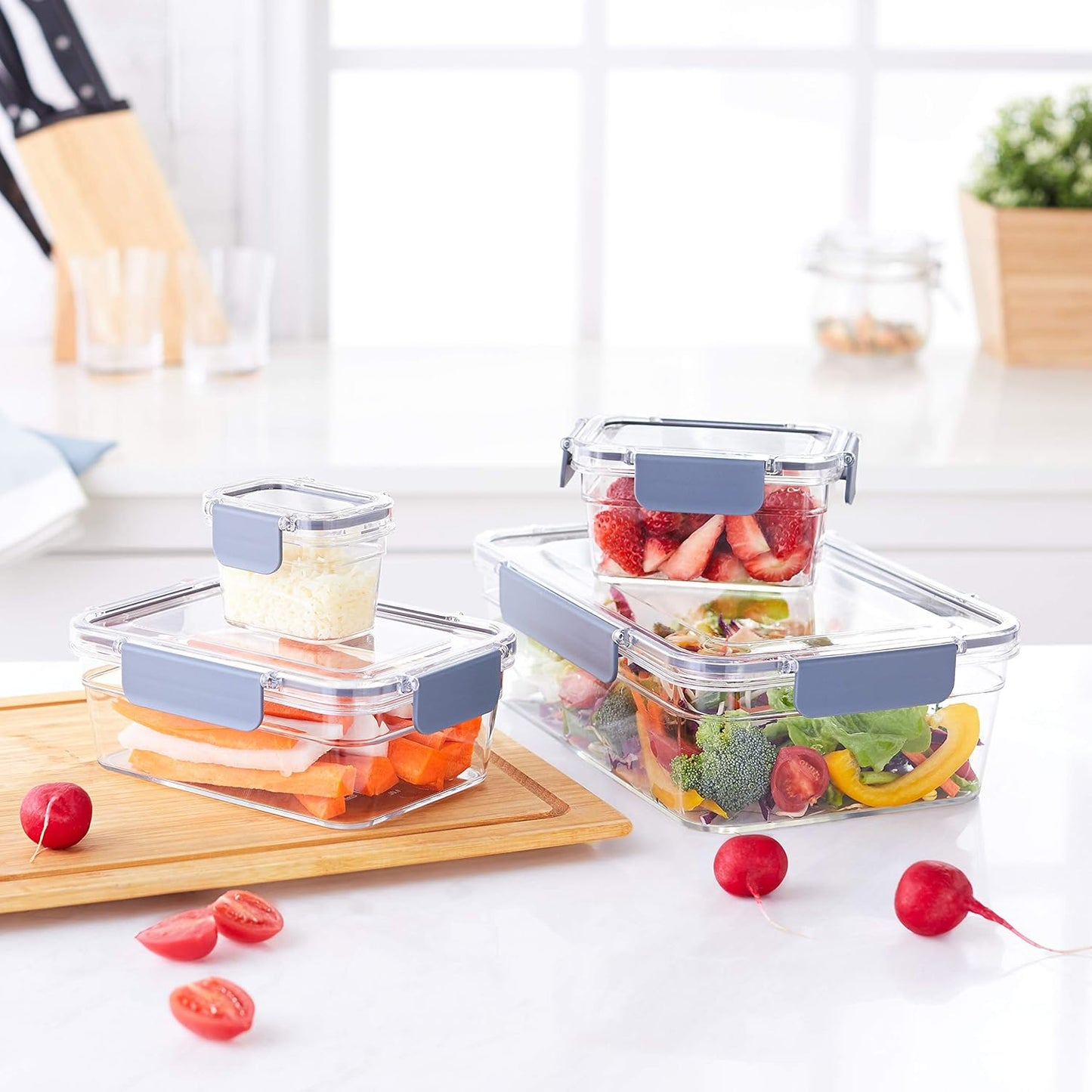 Amazon Basics Tritan Plastic Food Storage Containers with Airtight Locking Lids, 11 Containers, Clear, 22-Piece Set
