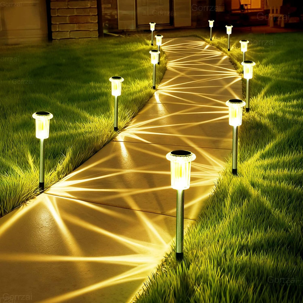 Solar Lights Outdoor 10 Pack Solar Pathway Lights Green Halloween Decorations Waterproof Yard Lighting for Outside Driveway Garden Walkway Path Landscape Lawn