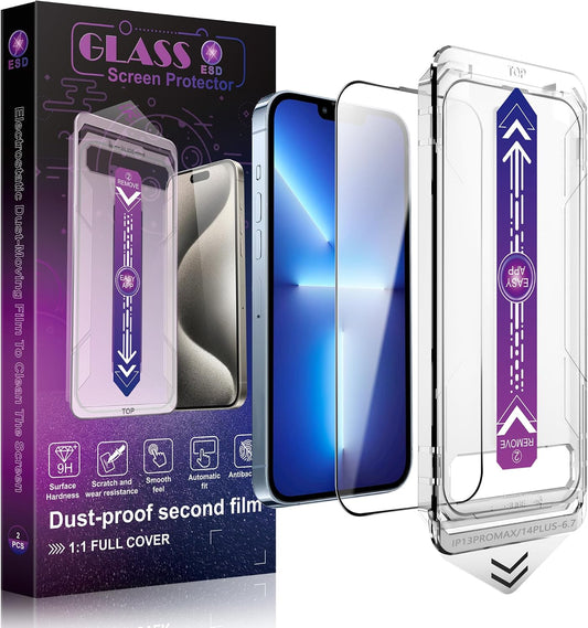 2 Pack Screen Protector Tempered Glass for iPhone 13 Pro Max/14 Plus