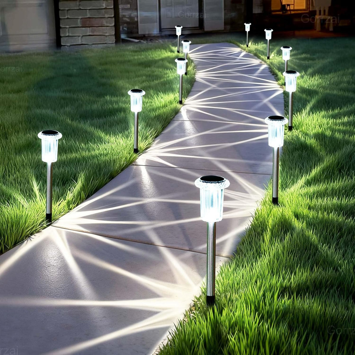 Solar Lights Outdoor 10 Pack Solar Pathway Lights Green Halloween Decorations Waterproof Yard Lighting for Outside Driveway Garden Walkway Path Landscape Lawn
