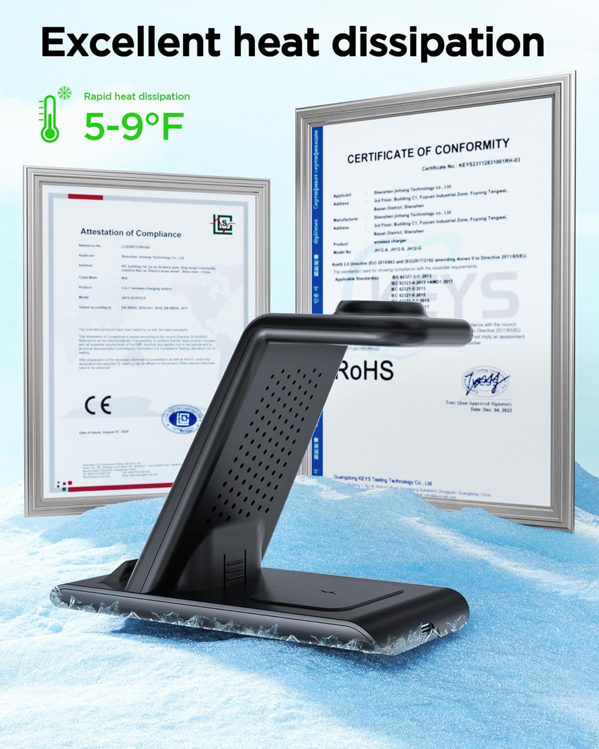 Wireless Charging Station for Samsung Wireless Charger Galaxy S26 Ultra/S25/S24/S23/S22/Note20 Z Fold Flip7 Galaxy Watch 8/7/6/5/4/3 Active 2/1 Stand Galaxy Buds4/4 Pro/3/2 Pro/Live Multiple Devices