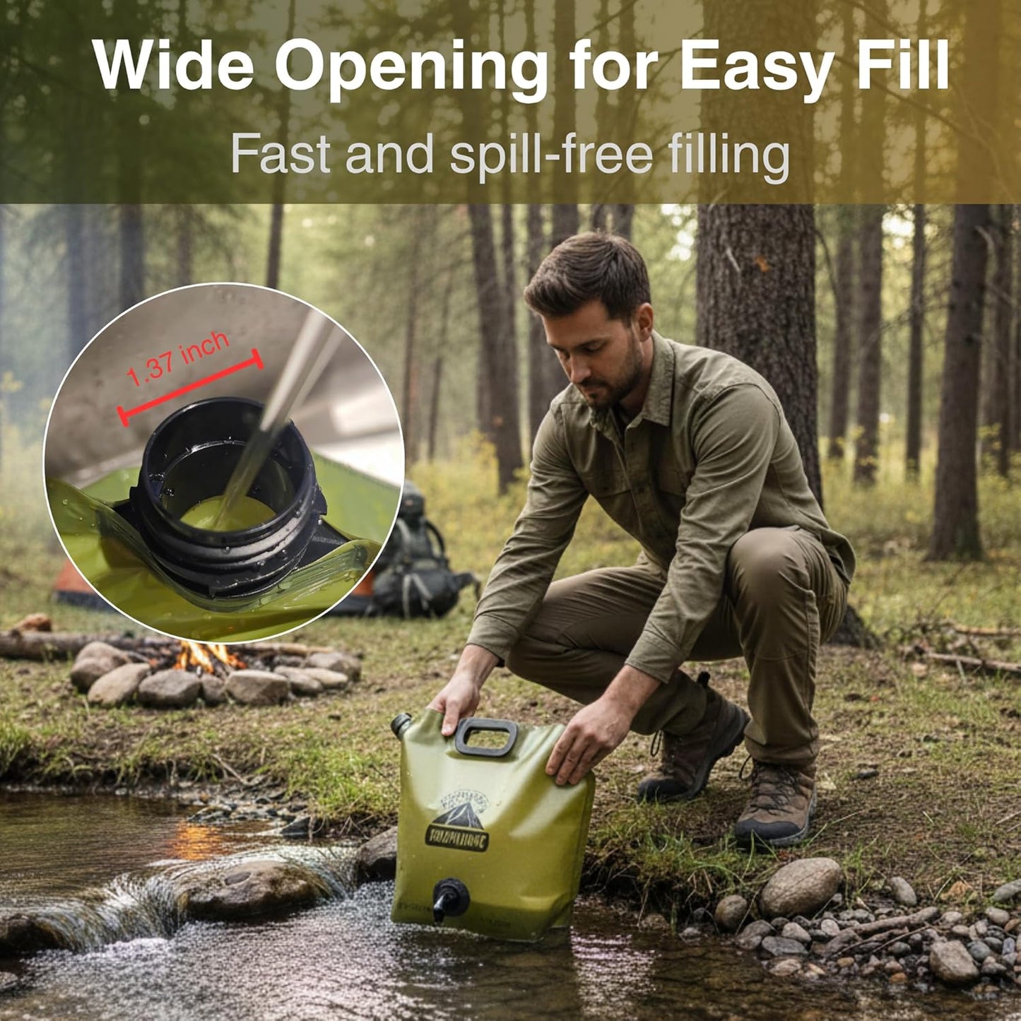 Camping Water Container 2 Gallon Collapsible Water Jug with Spout - Reusable Plastic Flasks, Foldable Empty Gallon Jug for Water Storage, Water Bag for Outdoor Hiking Emergency Prep (2 Pack)