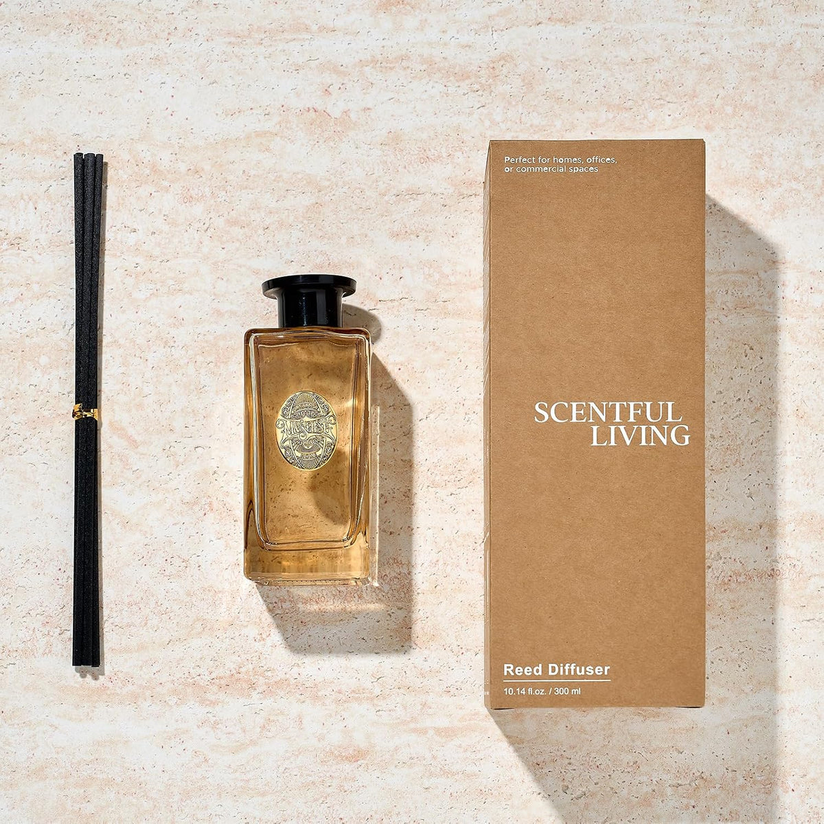 M&SENSE 10.14 oz Large Reed Diffuser Set | Lavender Glow Scent Oil Diffuser with Sticks | Hotel Collection Non-Toxic Essential Oil |for Bedroom Bathroom Living Room