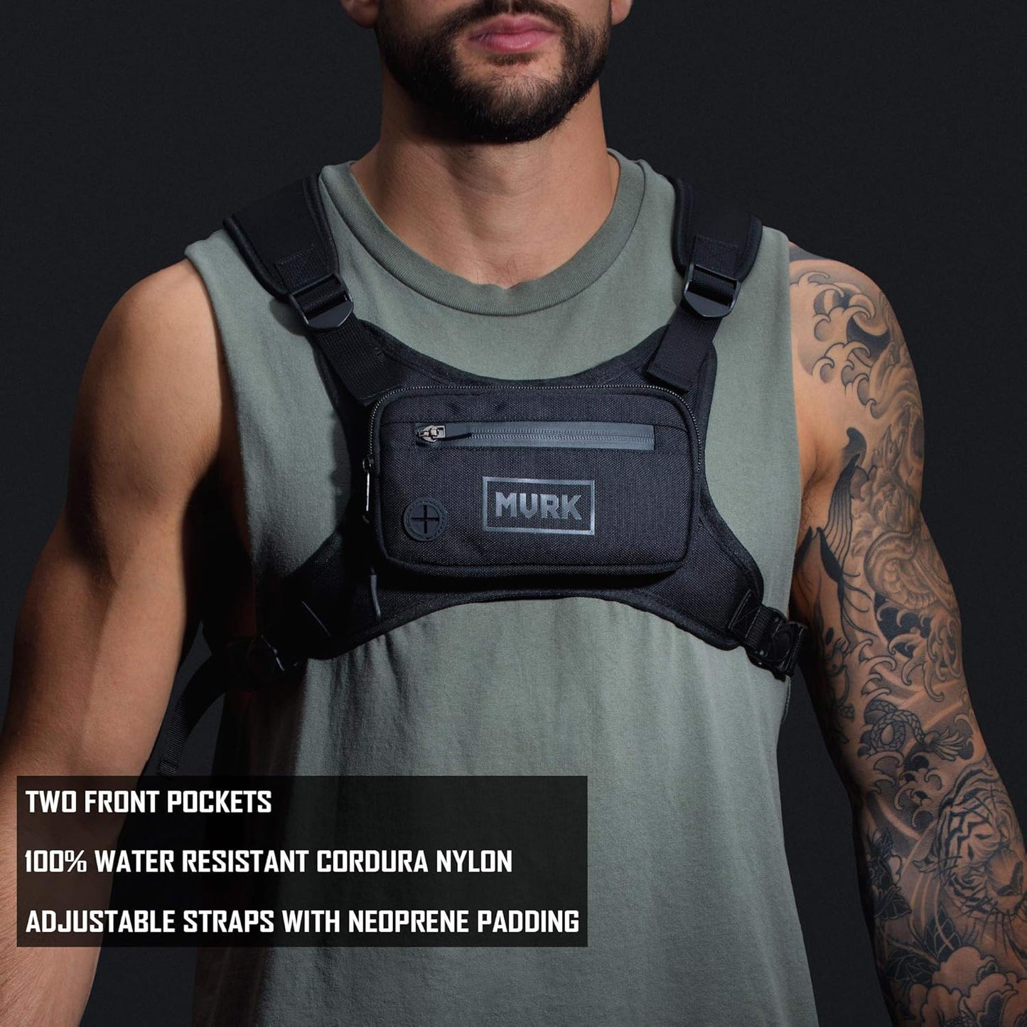 MVRK Water Resistant Running Vest Chest Pack, Phone Holder for Running, Lightweight Training Pack with Reflective Detail
