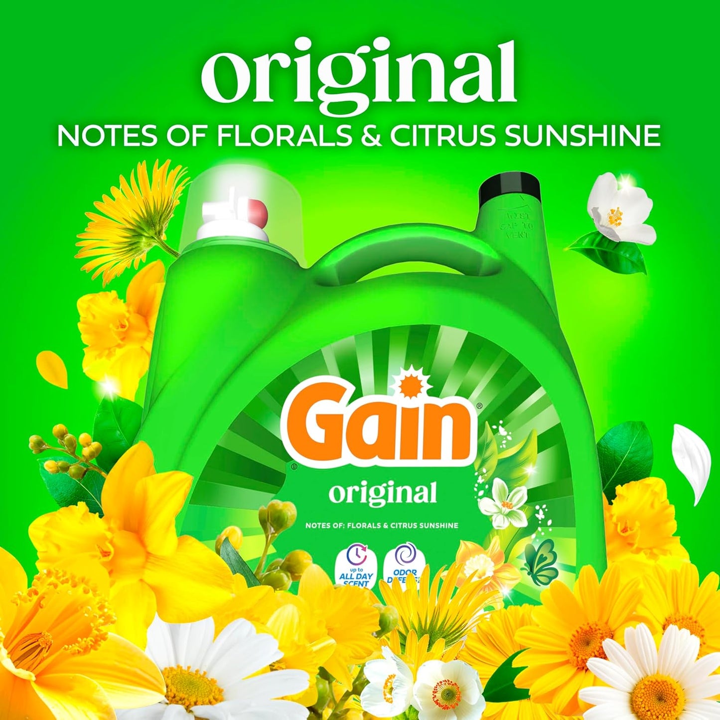 Gain Liquid Laundry Detergent, Freshness, Odor Defense, High Efficiency Washing Machine Liquid Laundry Soap, Original Scent, 132 fl oz, 100 Loads (Packaging May Vary)