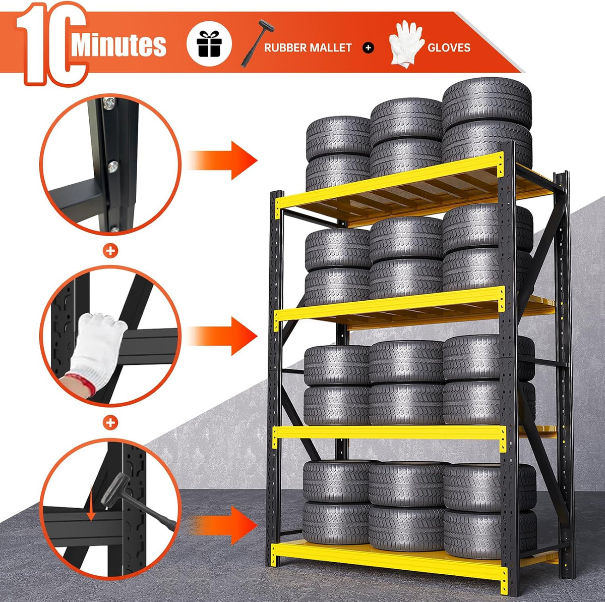 60"W x 20"D x 79"H Storage Shelves, 5000LBS Heavy Duty Metal Shelving