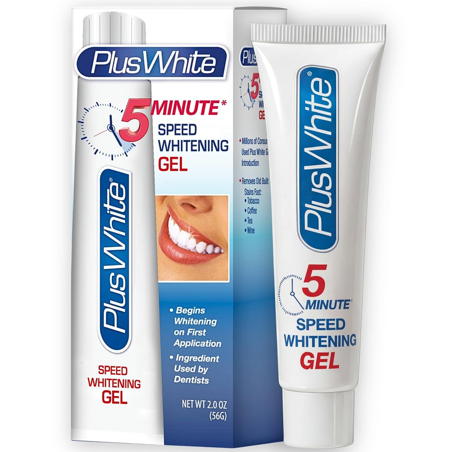 Plus White Speed Whitening Gel - Works in 5 Minutes - Professional Teeth Whitening w/Dentist Approved Ingredient (2 oz)