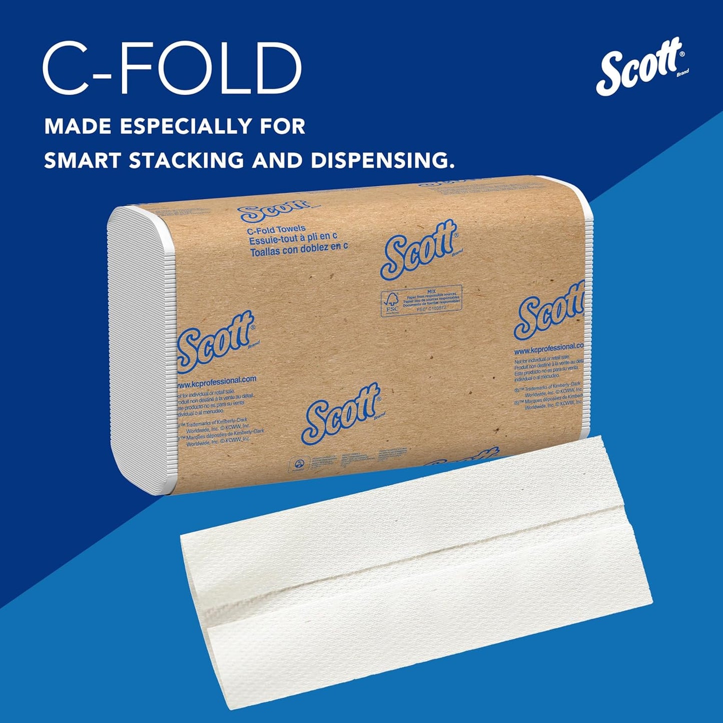Scott Professional Essential C-Fold Folded Paper Towels, Bulk (01510), Fast-Drying Absorbency Pockets, 13.15"x10.125" Towel, White (200 Sheets/Pack, 12 Packs/Case, 2,400 Sheet Total)