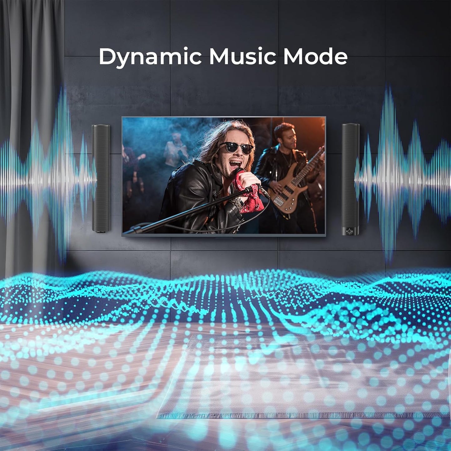 Sound Bar for Smart TV, Soundbar with Bluetooth/ARC/Opt/AUX Connect, Auto Volume Boost, 3 Equalizer Modes, 2 in 1 Detachable Soundbar for TV/PC/Gaming/Projectors