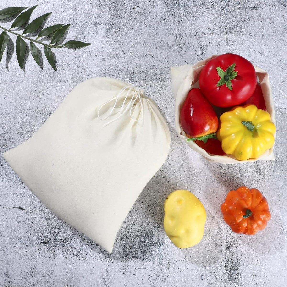 Tatuo 50 Pcs Muslin Bags 10 X 12 Inches, Cotton Drawstring Pouches Party