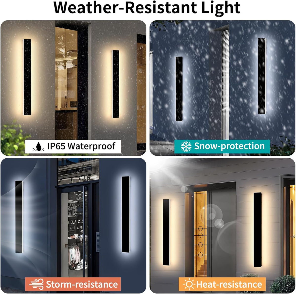 Mikeru 2 Pack 31.4inch Modern Outdoor Wall Sconce, 3000K/4500K/6000K 3 Color Temperature LED Exterior Light Fixtures, Modern Long Porch Lights Wall Sconce for Garage, Doorway, Porch, Patio