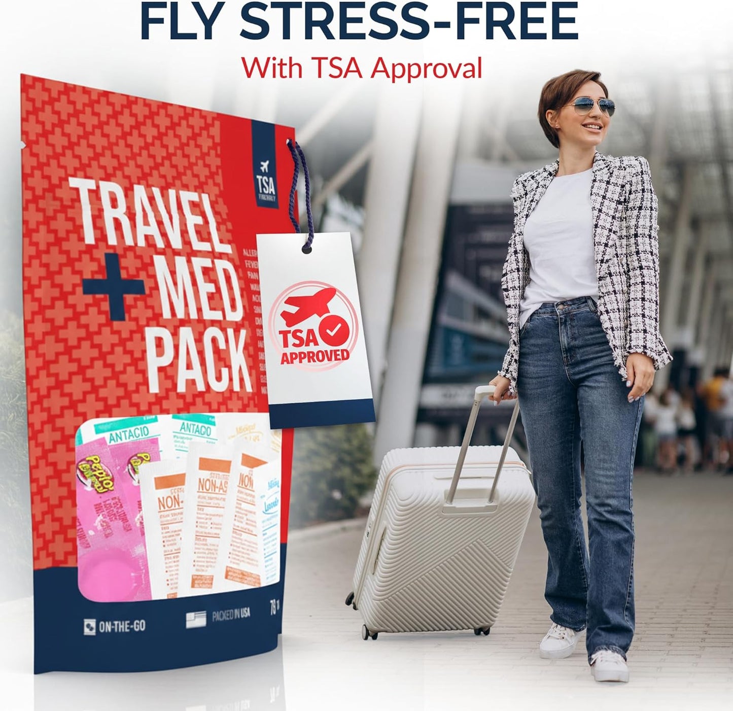 Travel Medicine Kit - 78-Piece TSA-Approved Medication Pack for Flights, Cruises & International Travel | Individually Wrapped OTC Medication Essentials