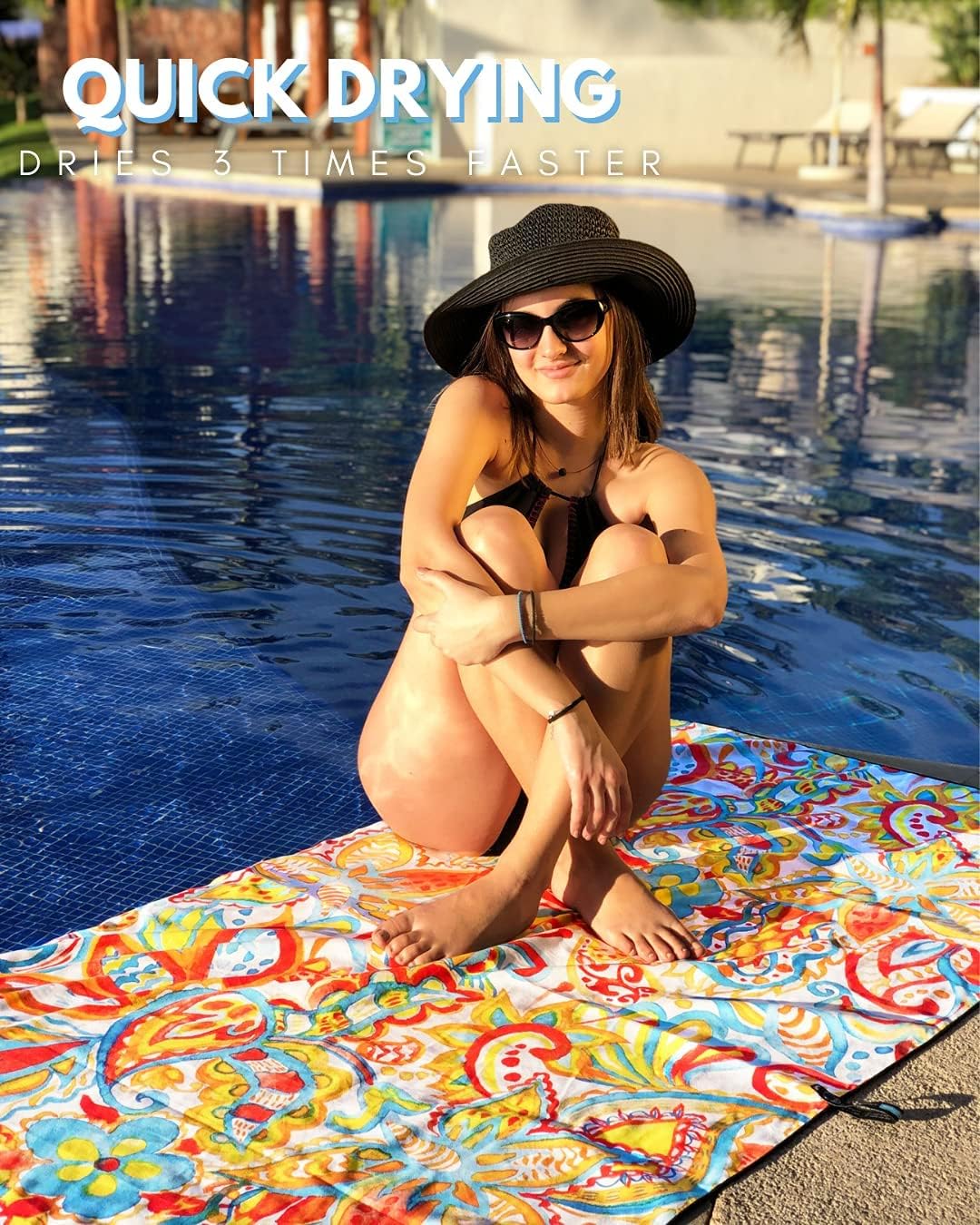 ECCOSOPHY Microfiber Beach Towel - Quick Dry, Sand Free and Oversized 71x35