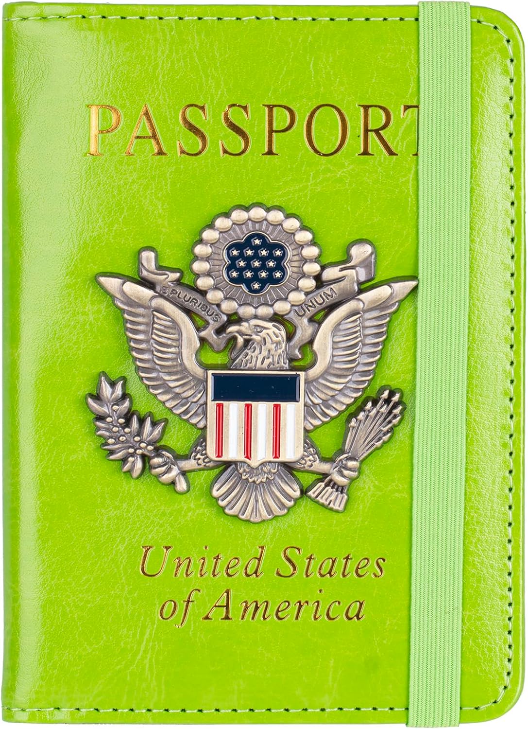 TOURSUIT RFID Blocking Passport Holder for Women Men, Leather Passport Travel Wallet with 3D Metal Badge, Travel Document Holder Cover Accessories (Green)
