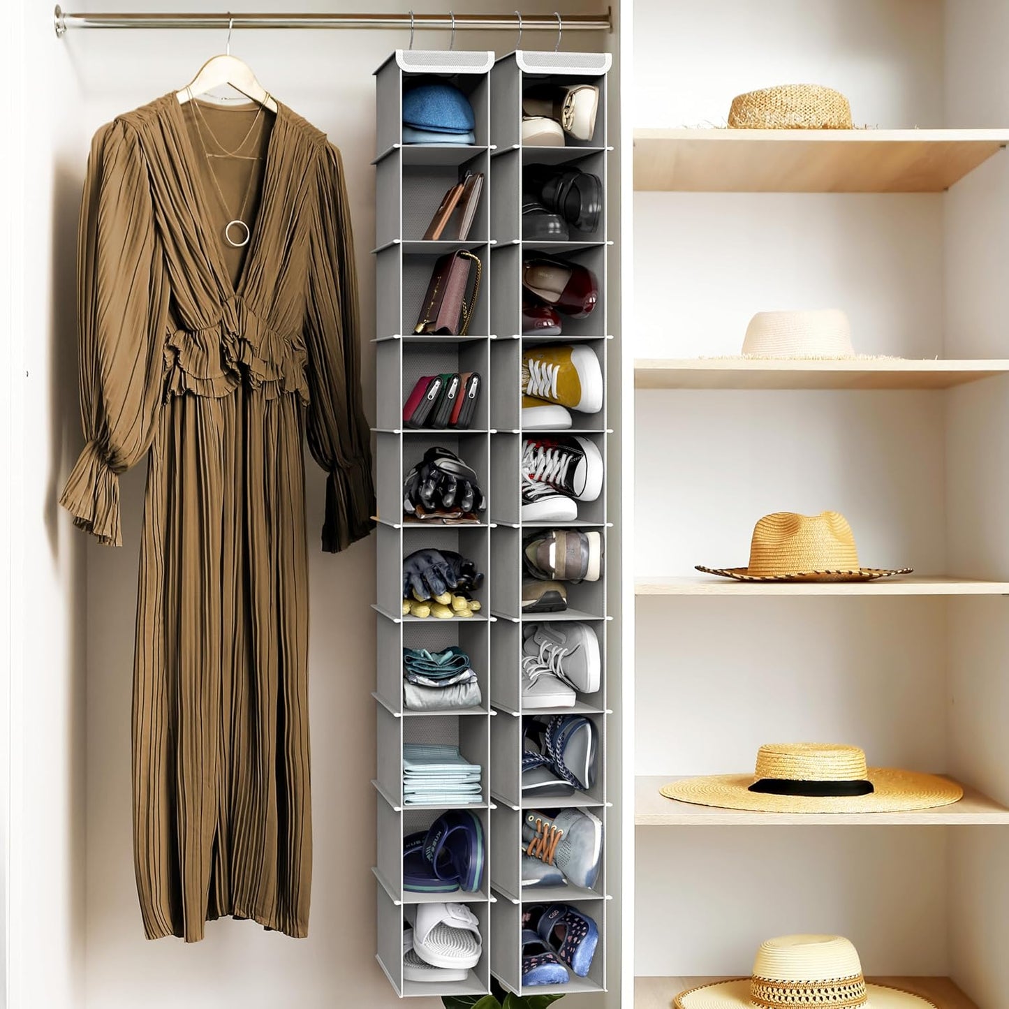 Simple Houseware 10 Shelves Hanging Shoes Organizer Holder for Closet, Grey