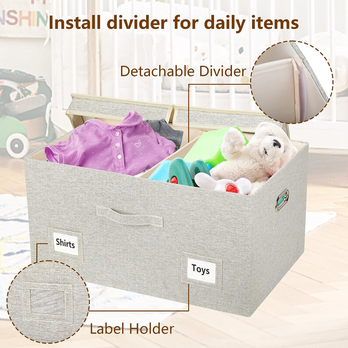 Storage Bins with Lids Fabric Closet Organizers Cubes Office Organization