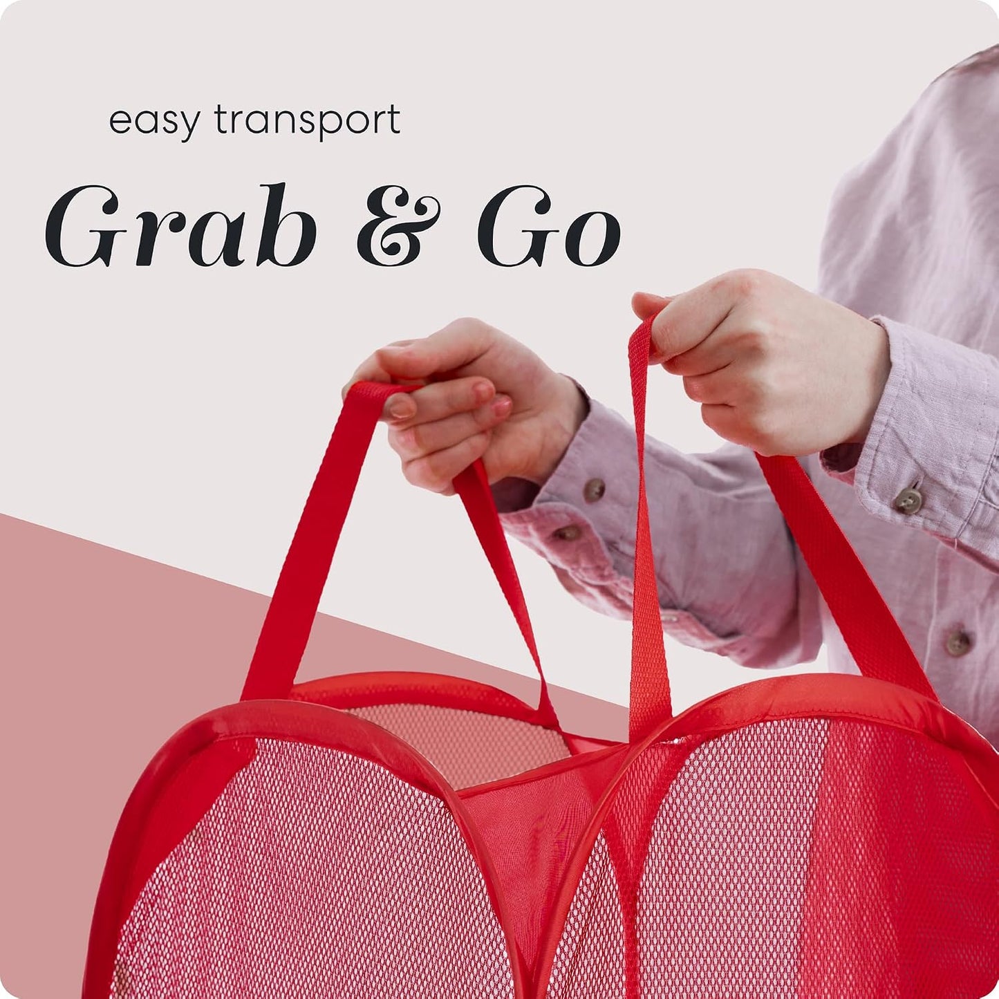 Handy Laundry Mesh Pop-Up Laundry Hamper, Collapsible Basket 2-Pack
