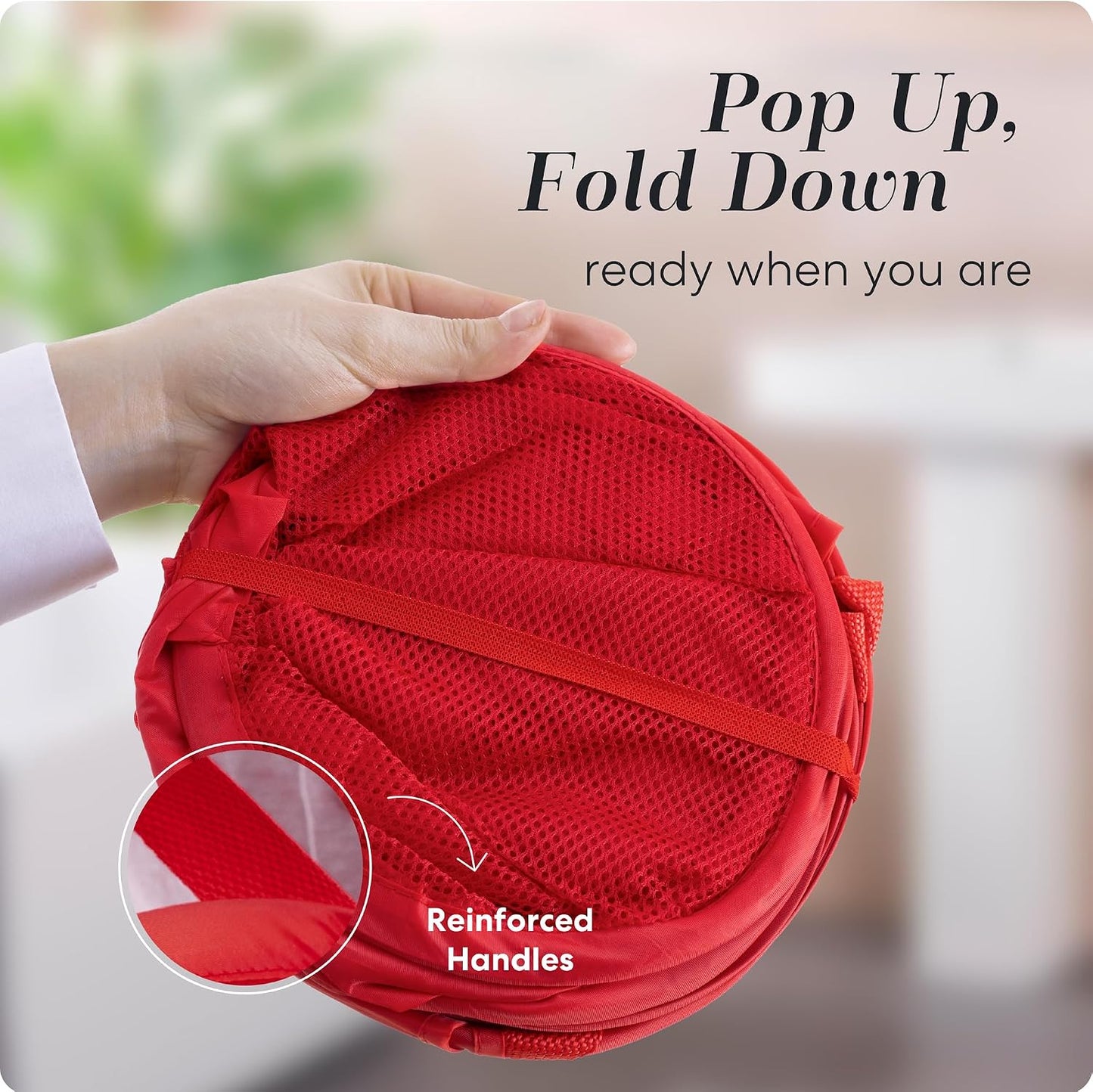 Handy Laundry Mesh Pop-Up Laundry Hamper, Collapsible Basket 2-Pack