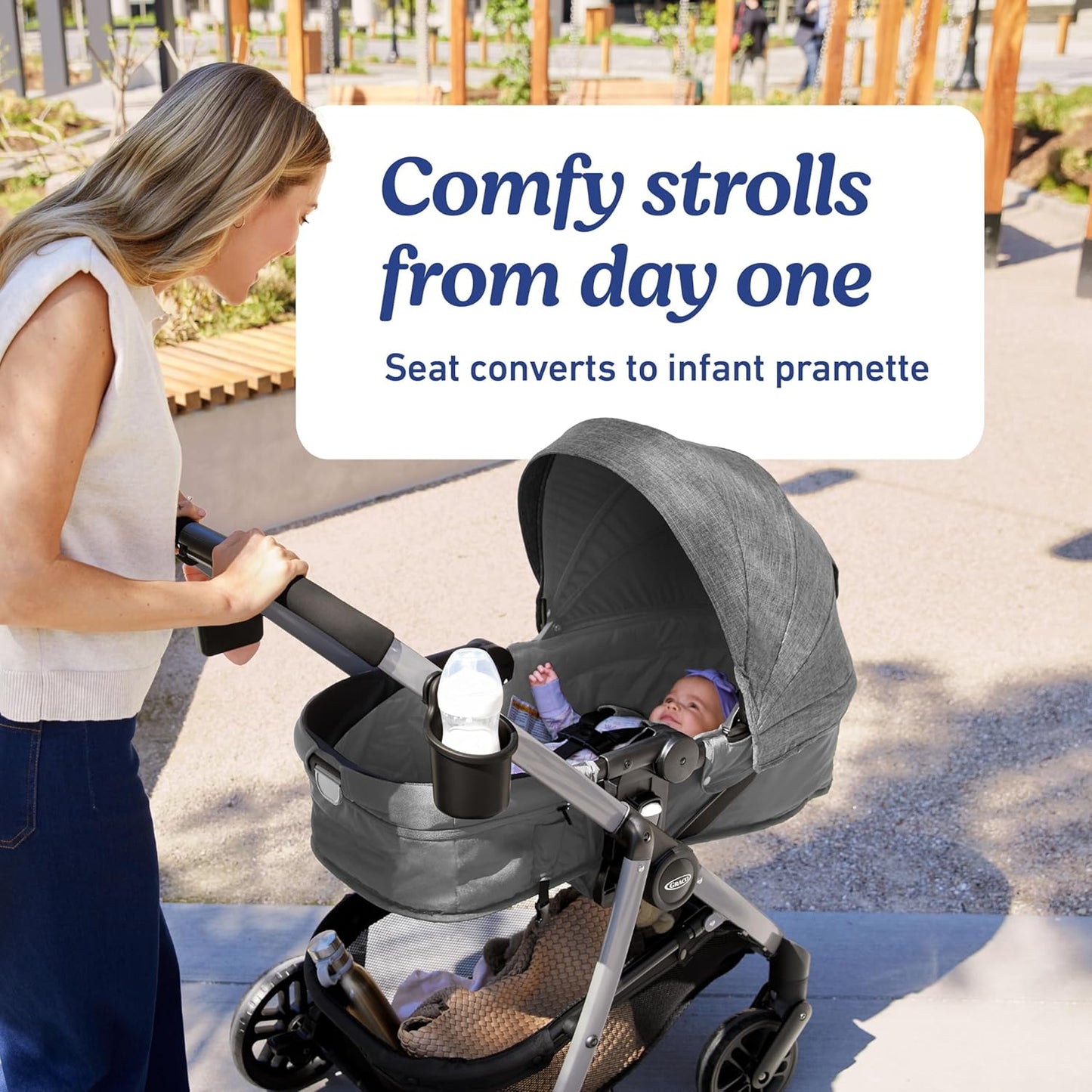 Graco Modes Pramette Stroller, 3-in-1 Baby Stroller, 3 Modes: Infant Car Seat Carrier (Car Seat Not Included), Infant Pramette to Toddler Stroller with Reversible Seat and One-Hand Fold, Redmond