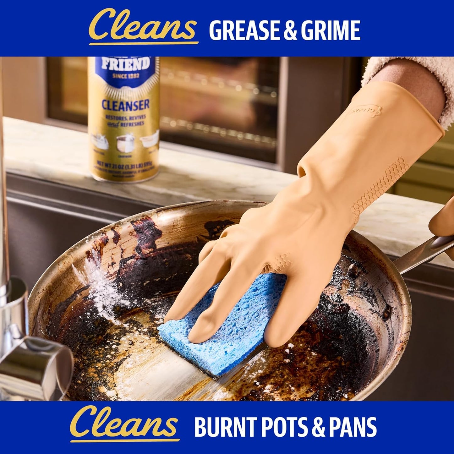Bar Keepers Friend Powder Cleanser, 12 oz x 2, Multipurpose Cleaner, Degreaser & Remover for Burnt Stainless Steel Pots and Pans, Rust Stains, Hard Water Deposits & Soap Scum