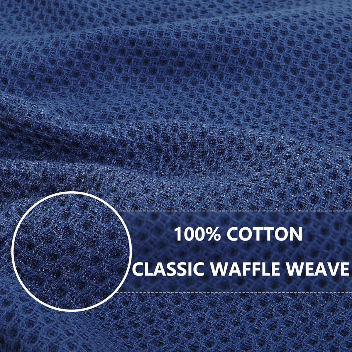 Homaxy 100% Cotton Waffle Weave Kitchen Dish Cloths 12-Pack, Navy Blue